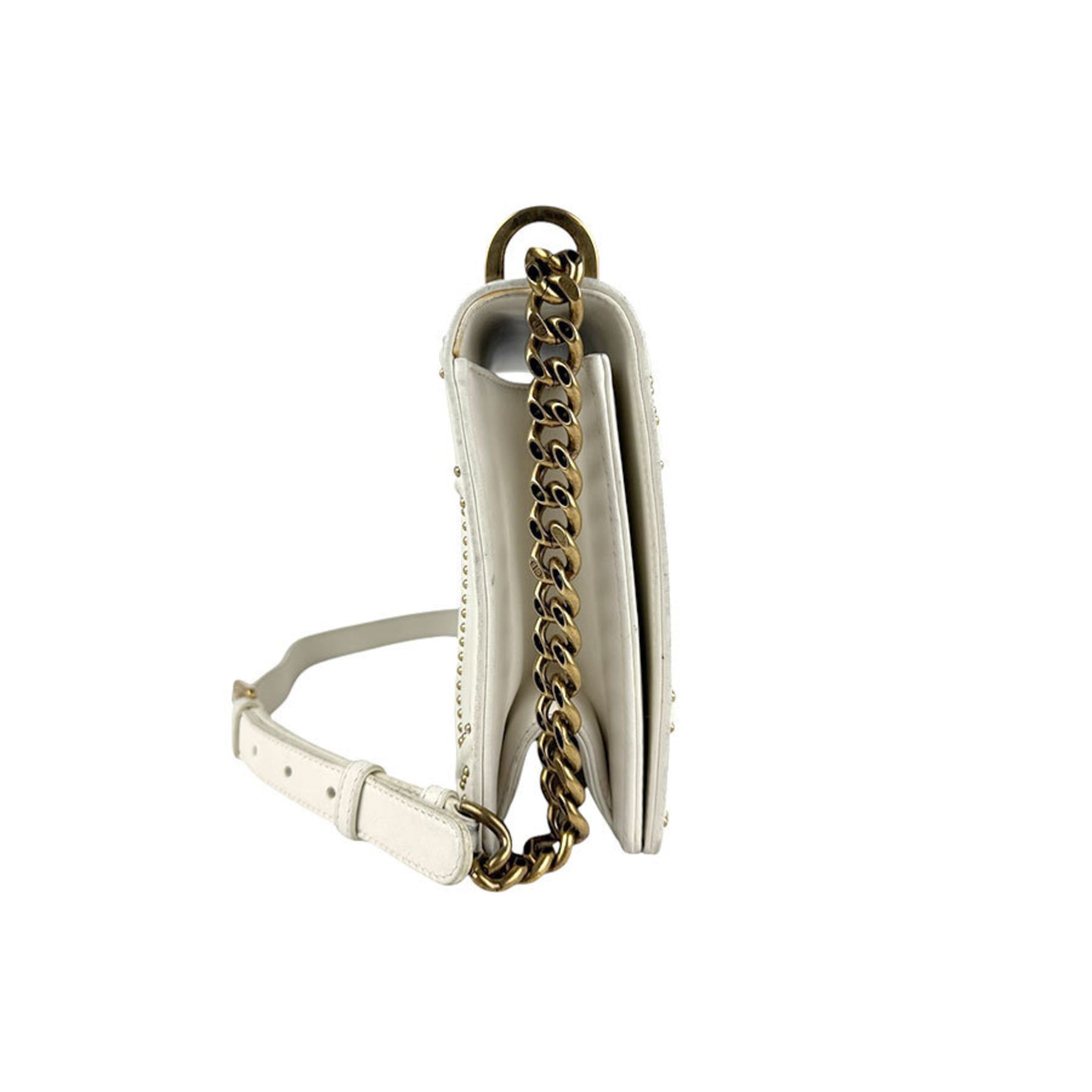 Christian Dior Shoulder Bag Diorama Leather Off-White Gold Women's z3974