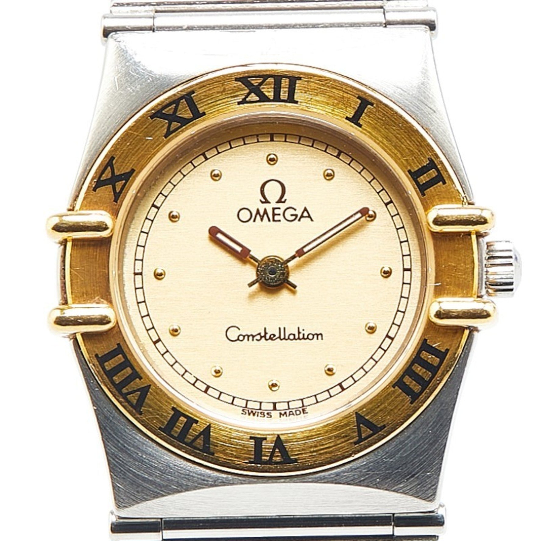 Omega Constellation Watch 1270.10.00 Quartz Gold Dial Stainless Steel