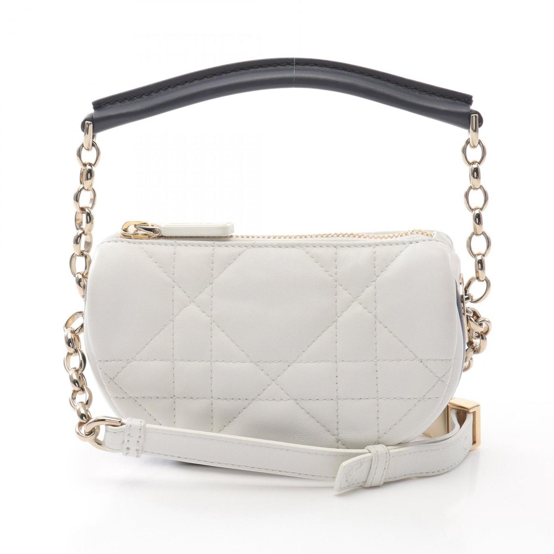 Christian Dior Dior Vibe Micro Shoulder Bag Leather White Navy