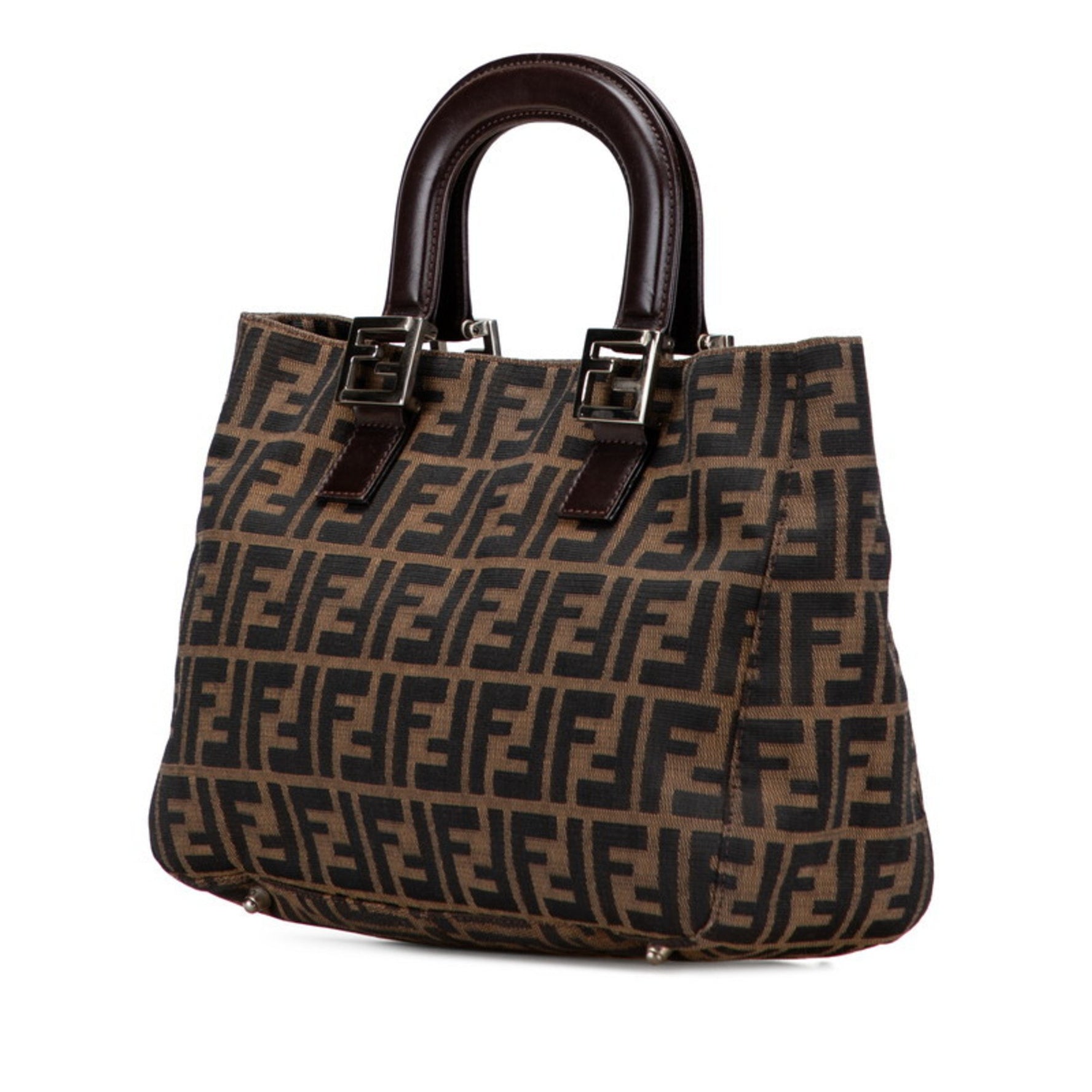 Fendi Zucca handbag in canvas and leather .