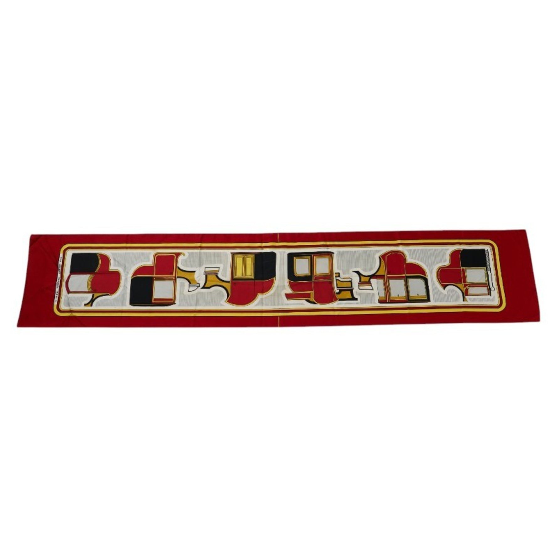 Hermes LES COUPES Carriage Scarf Muffler Red Multicolor Women's HERMES