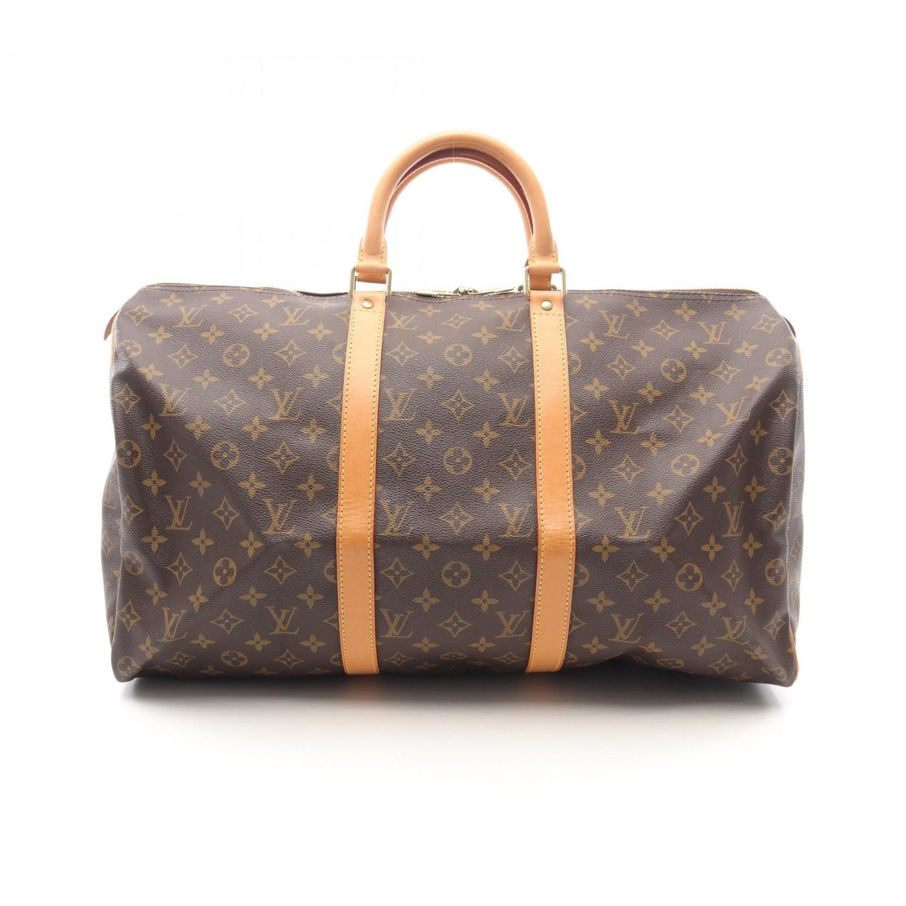 Louis Vuitton Keepall 50 Monogram Boston Bag Coated Canvas Leather Men's Brown