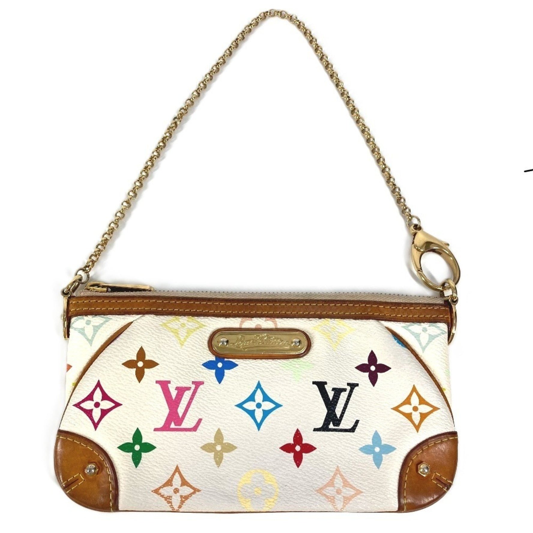 Louis Vuitton Monogram Multicolor Mila MM Chain Bag Accessory Pouch Shoulder Canvas White