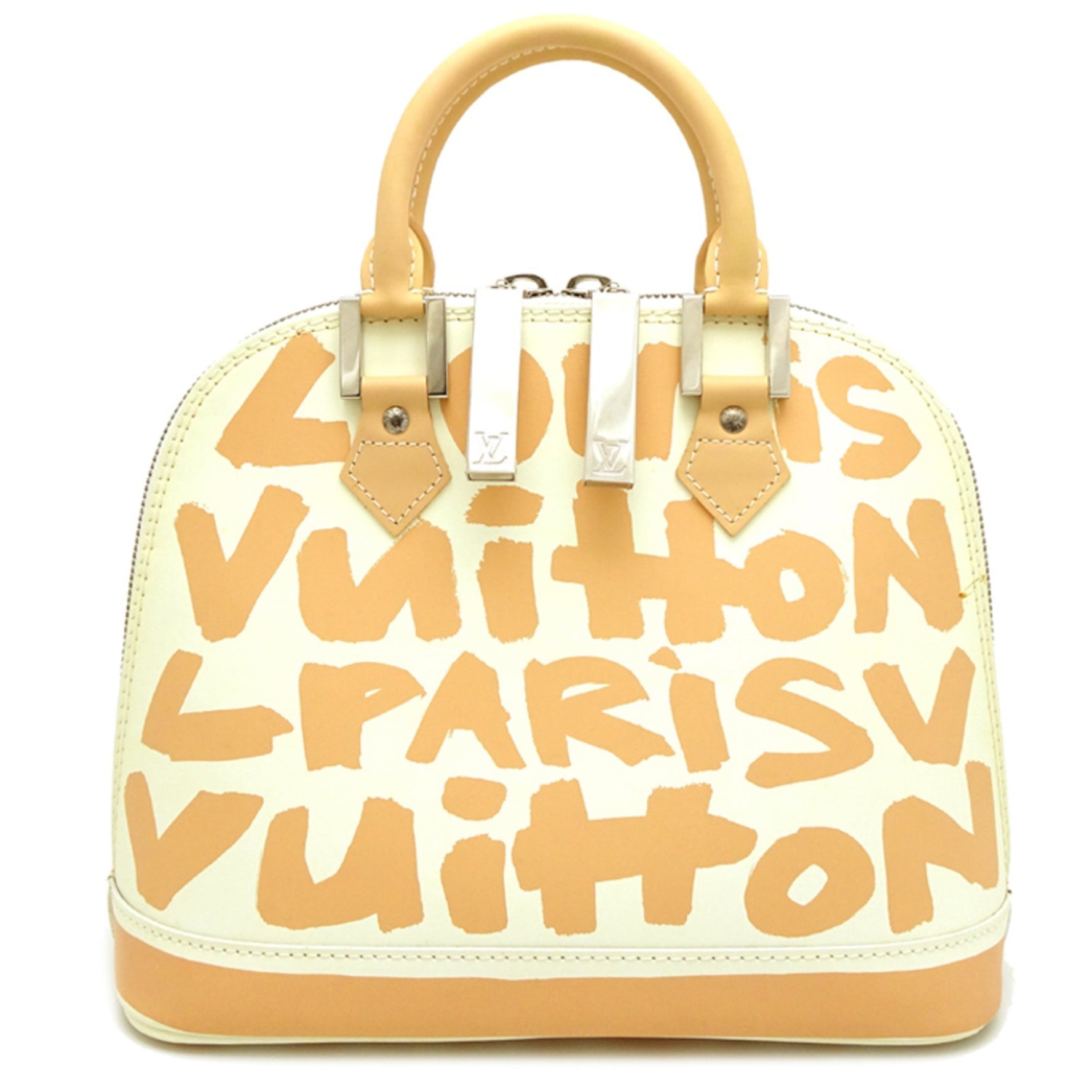 Louis Vuitton Alma MM Graffiti Handbag in Coated Calfskin, White