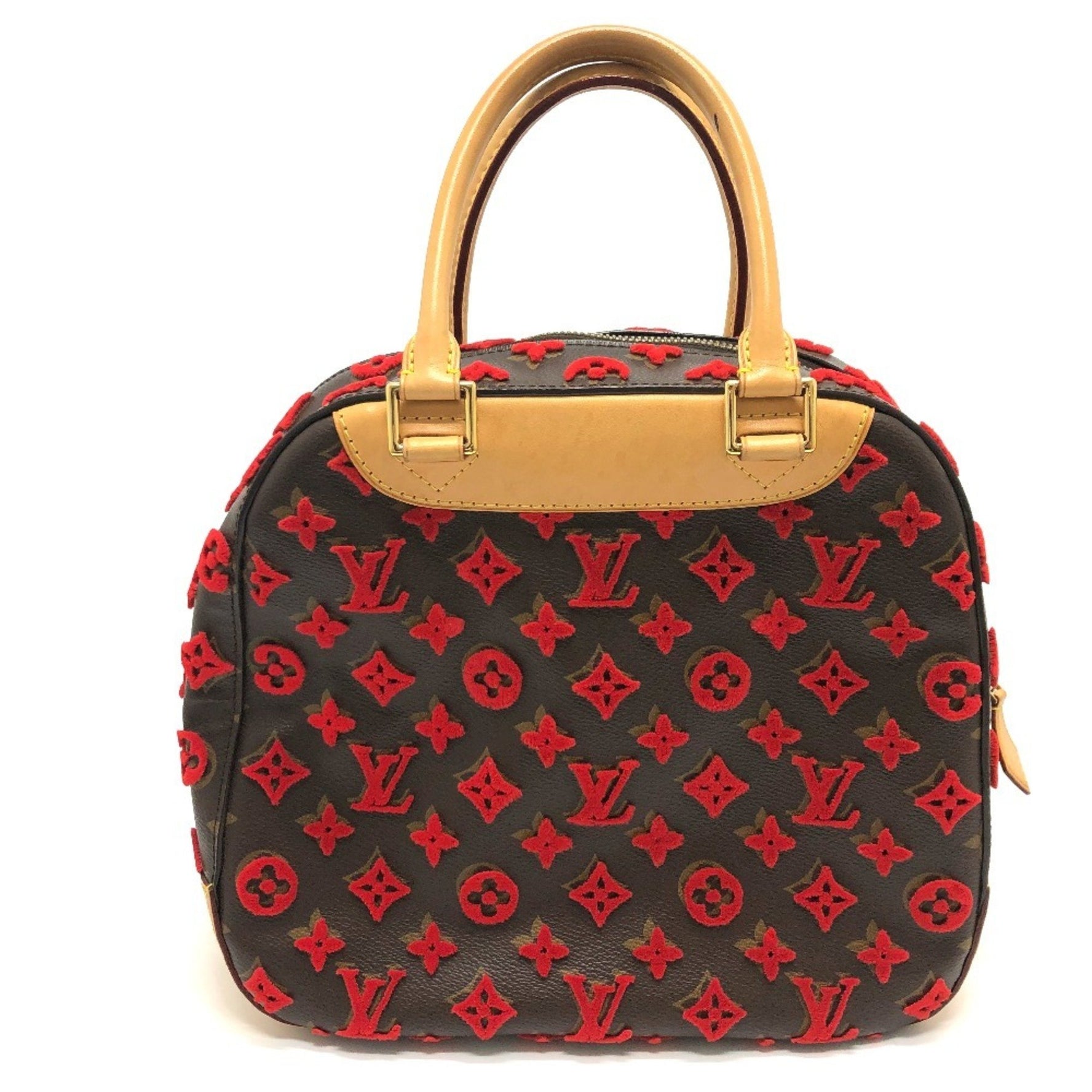 LOUIS VUITTON M40922 Monogram 3D Tufftage Deauville Cube Handbag in Canvas, Women's, Brown/Red