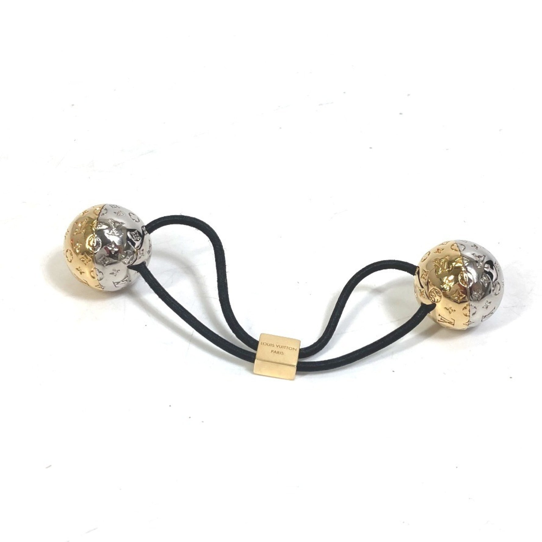 LOUIS VUITTON M80266 Nanogram Scrunchie Planet LV Hair Tie, Women's, Gold/Silver