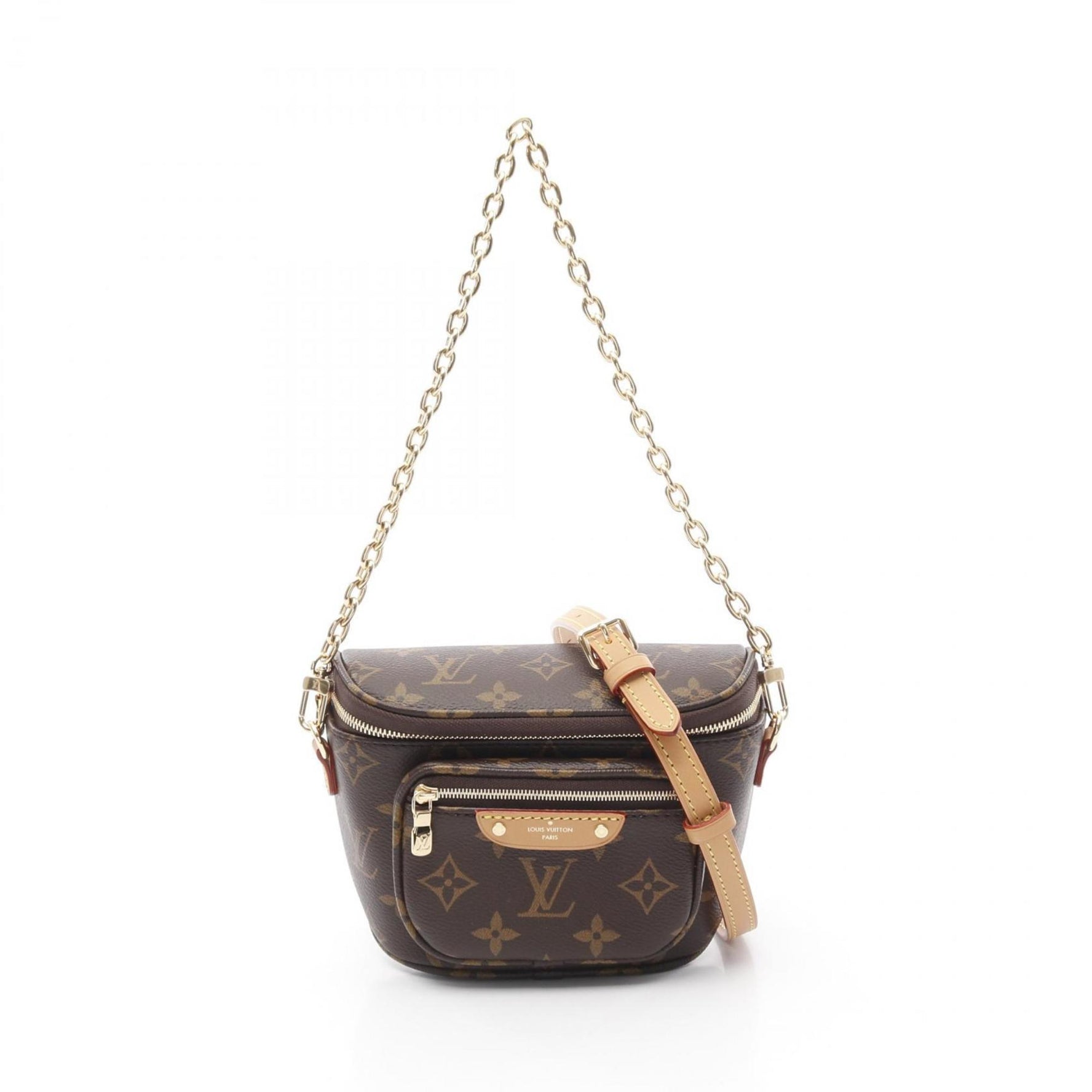 Louis Vuitton LOUIS VUITTON Mini Bum Bag Monogram Handbag Coated Canvas Leather Brown
