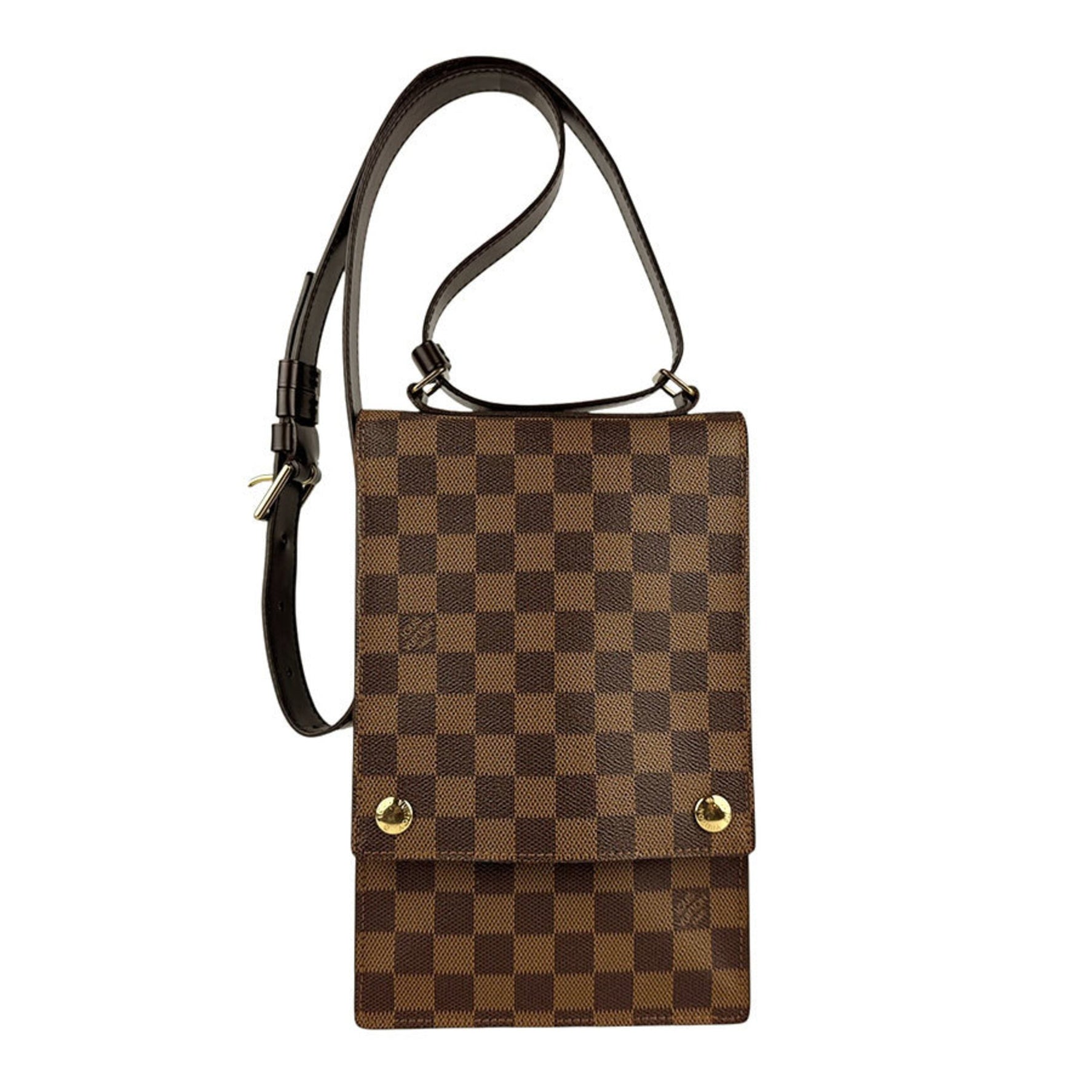 Louis Vuitton Damier Portobello PM Shoulder Bag in Canvas and Ebene Leather, Men's Women's, N45271 z6557