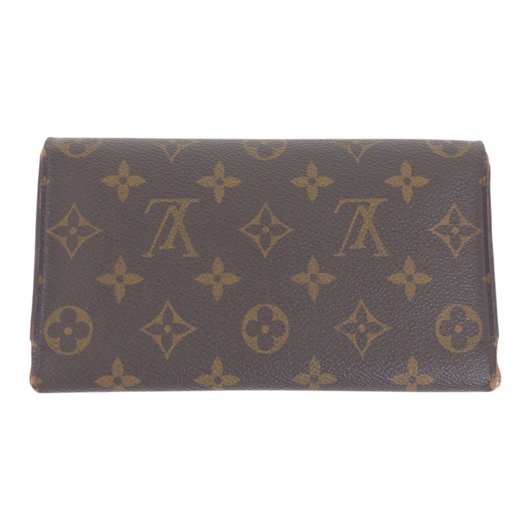 LOUIS VUITTON Monogram Porte Tresor International Brown Wallet with Gold Hardware