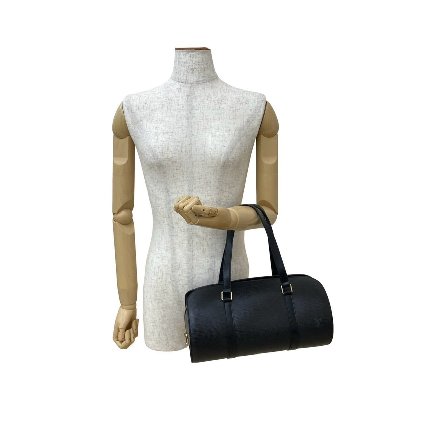 Louis Vuitton Soufflot Epi Leather Handbag, Mini Boston Bag, Drum Noir, 481-7