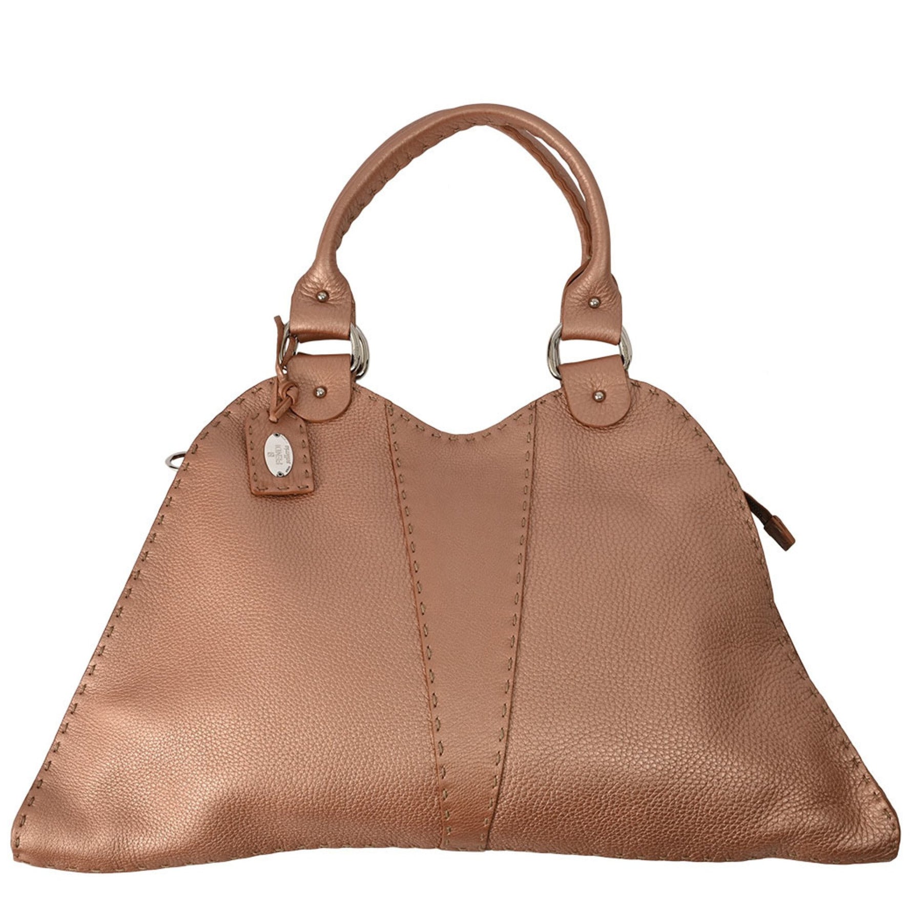 FENDI Selleria Handbag Shoulder Bag Leather Thin Gusset Metallic