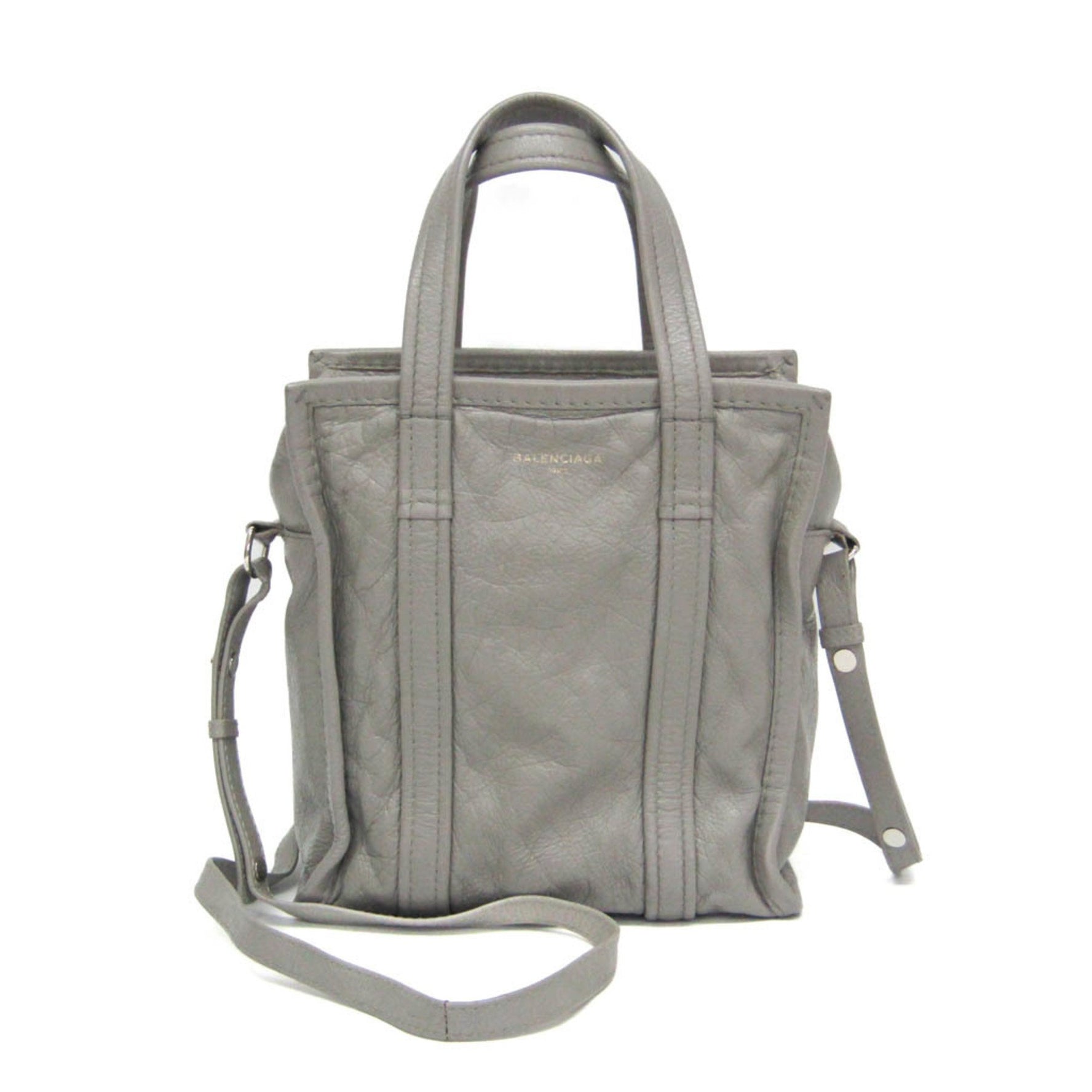 Balenciaga Bazar Shopper XS Women's Leather Shoulder Bag,Tote Bag Gray