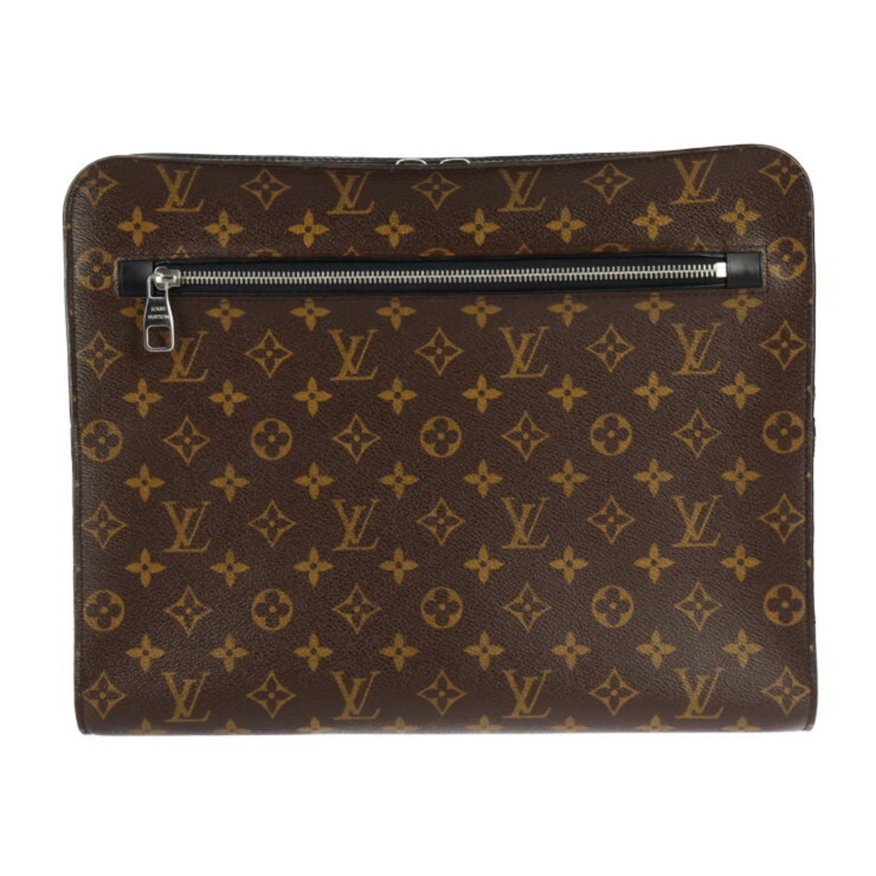 Louis Vuitton Portfolio Monogram Macassar Second Bag Leather Brown Black Clutch
