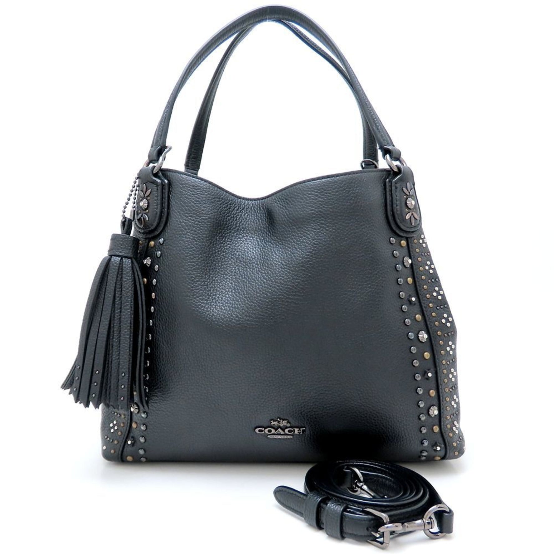 COACH Bandana Rivet Edie Studs Shoulder Bag in Leather