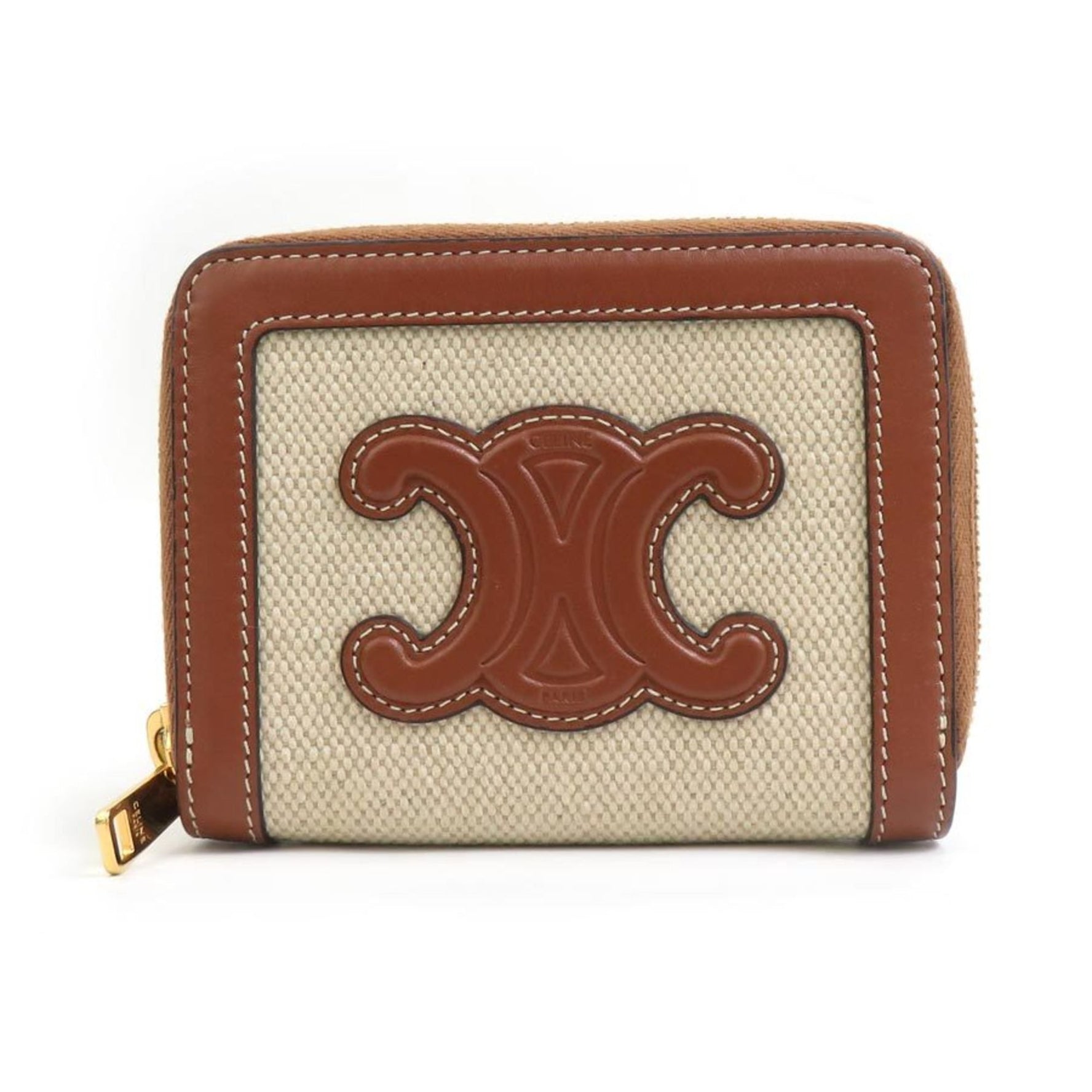Celine Triomphe Wallet/Coin Case, Brown Canvas and Leather, Men's/Women's, H31431a