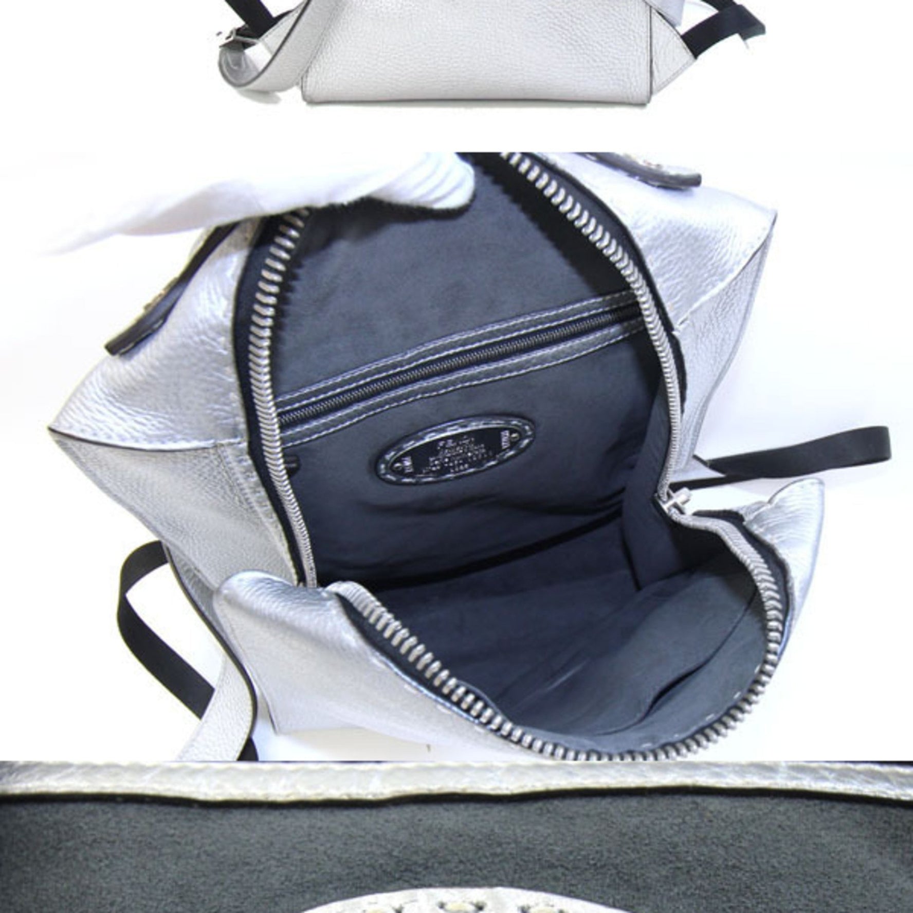 Fendi Selleria Backpack Silver Leather with Stitching