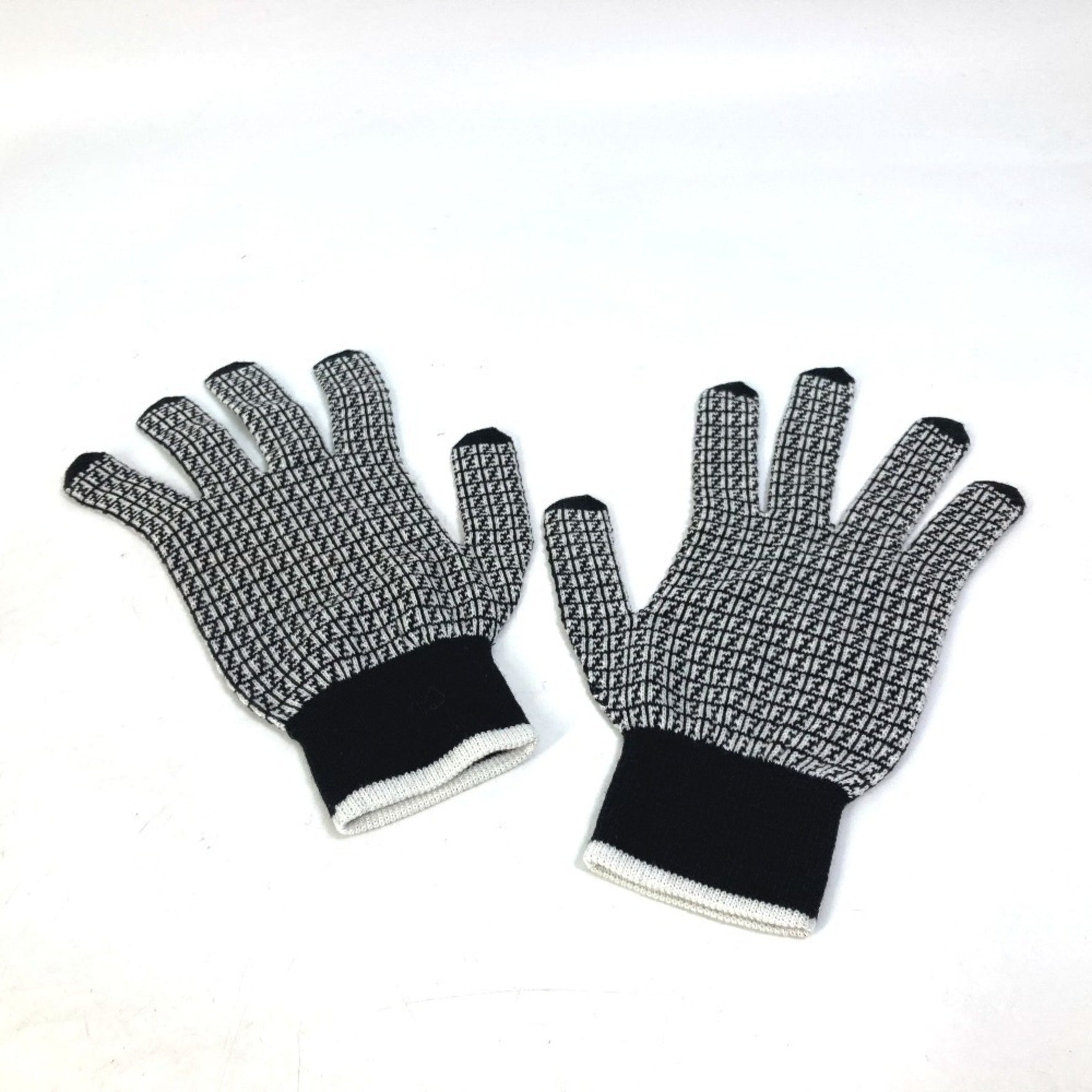 FENDI Logo Gloves, Wool, Unisex, Black