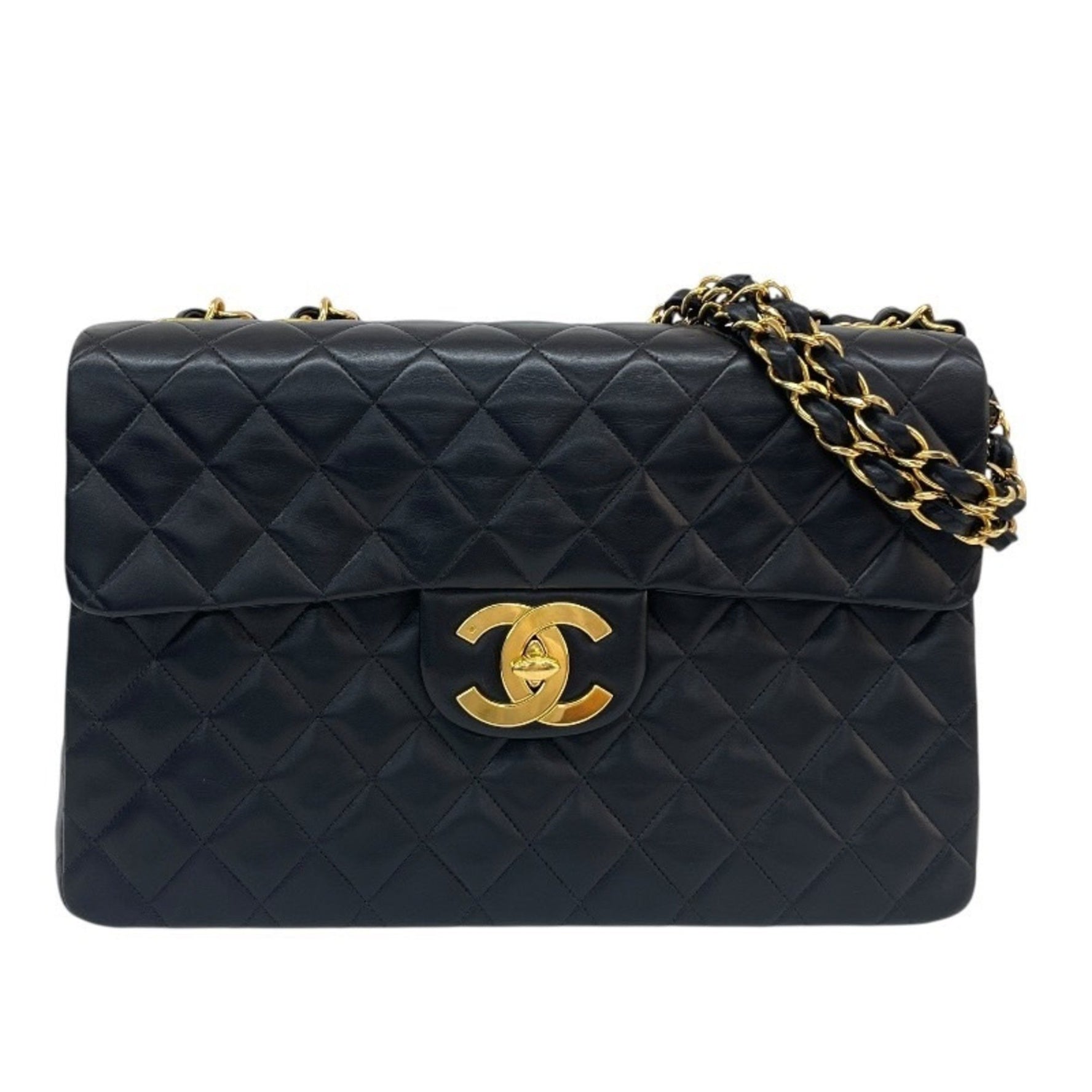 CHANEL Deca Matelasse 34 Shoulder Bag, Lambskin, Double Chain Bag