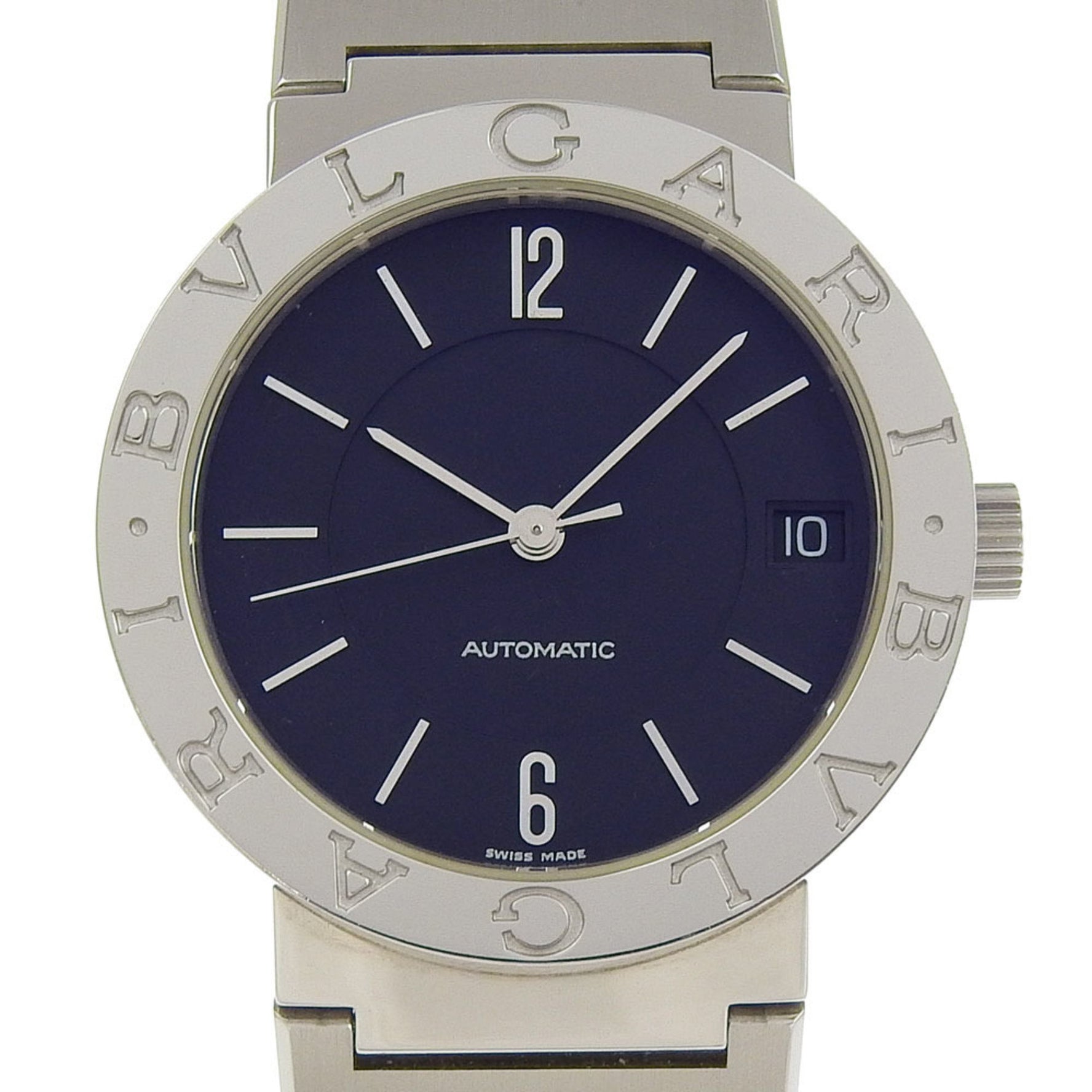 BVLGARI Wristwatch Date Stainless Steel Automatic Black Dial