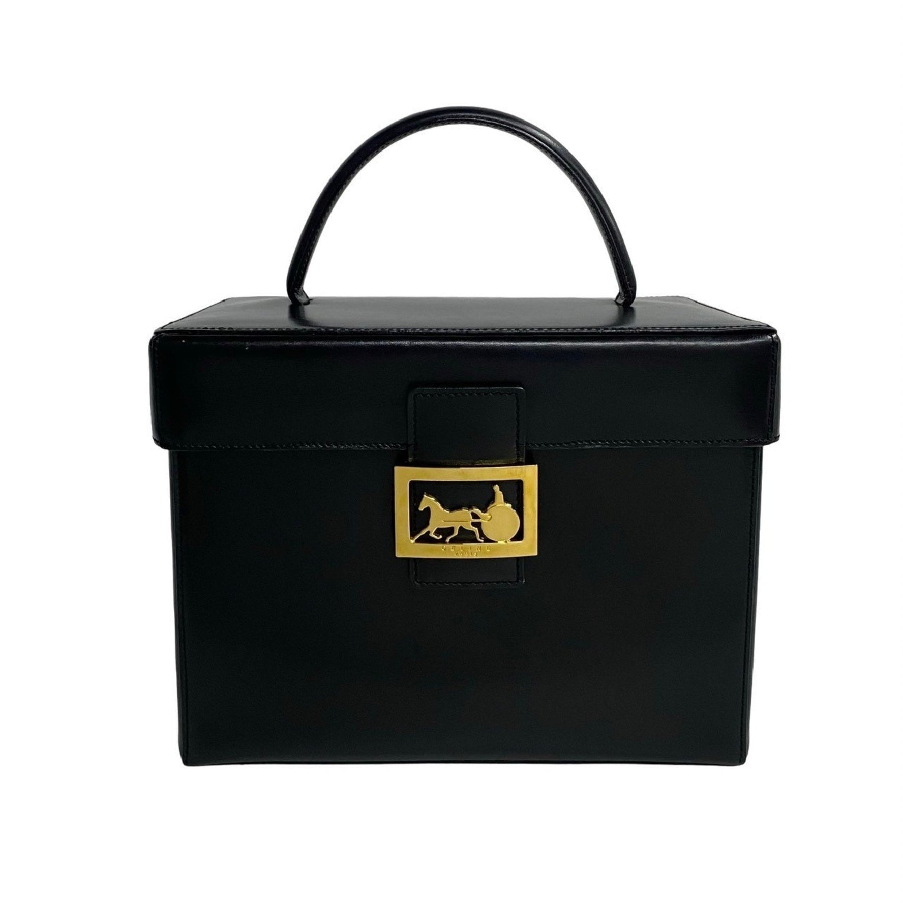 CELINE Carriage Hardware Calfskin Leather Handbag Vanity Bag Makeup Box
