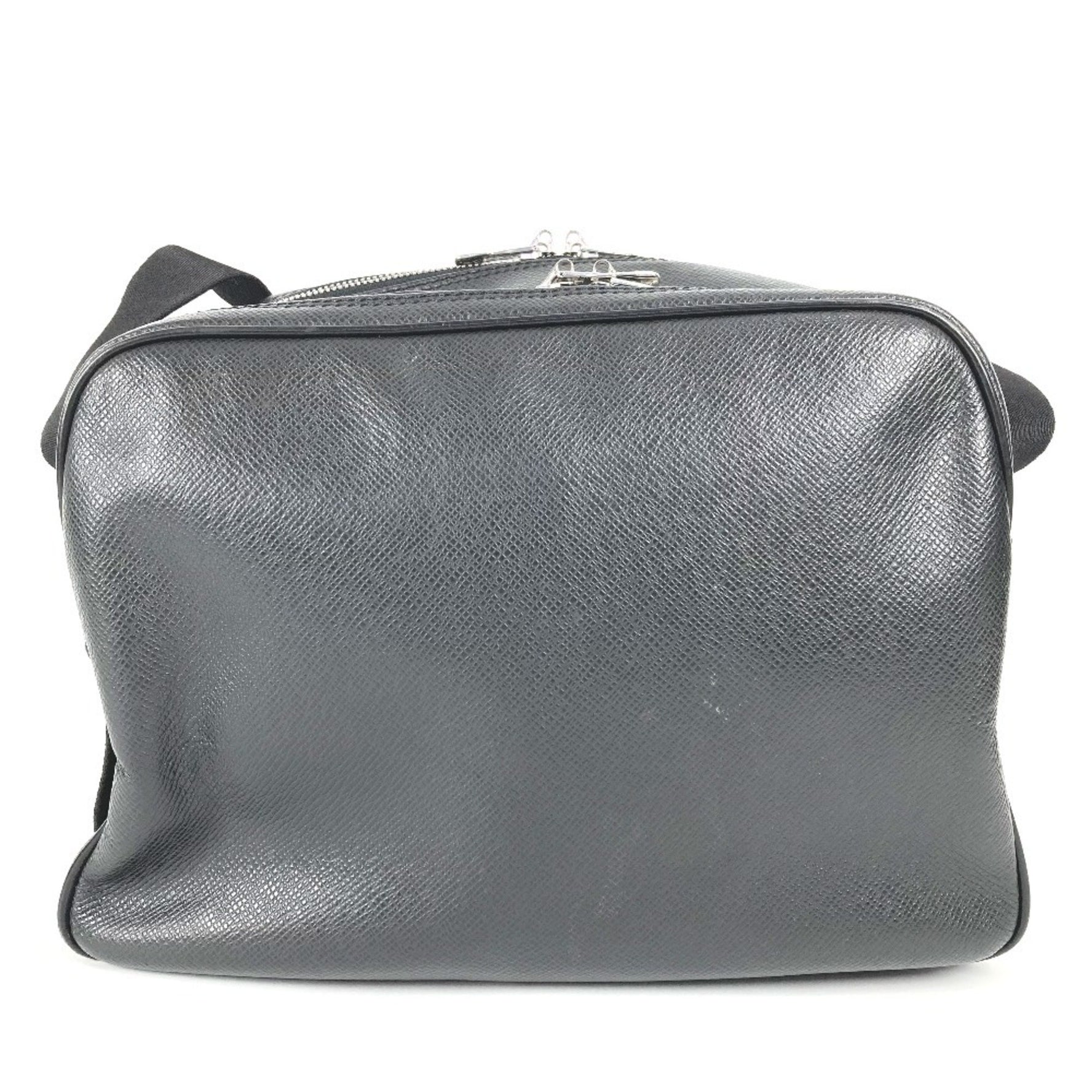 Louis Vuitton Taiga Reporter PM Bag, Crossbody Shoulder Leather, Men's, Ardoise, Black