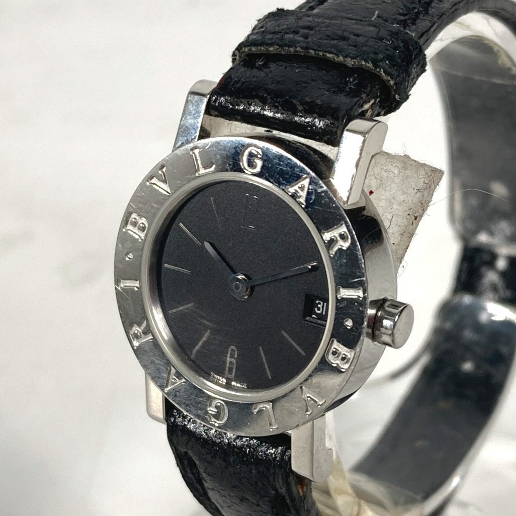 BVLGARI Bvlgari BB23SS Logo Women's Watch SS Leather Black