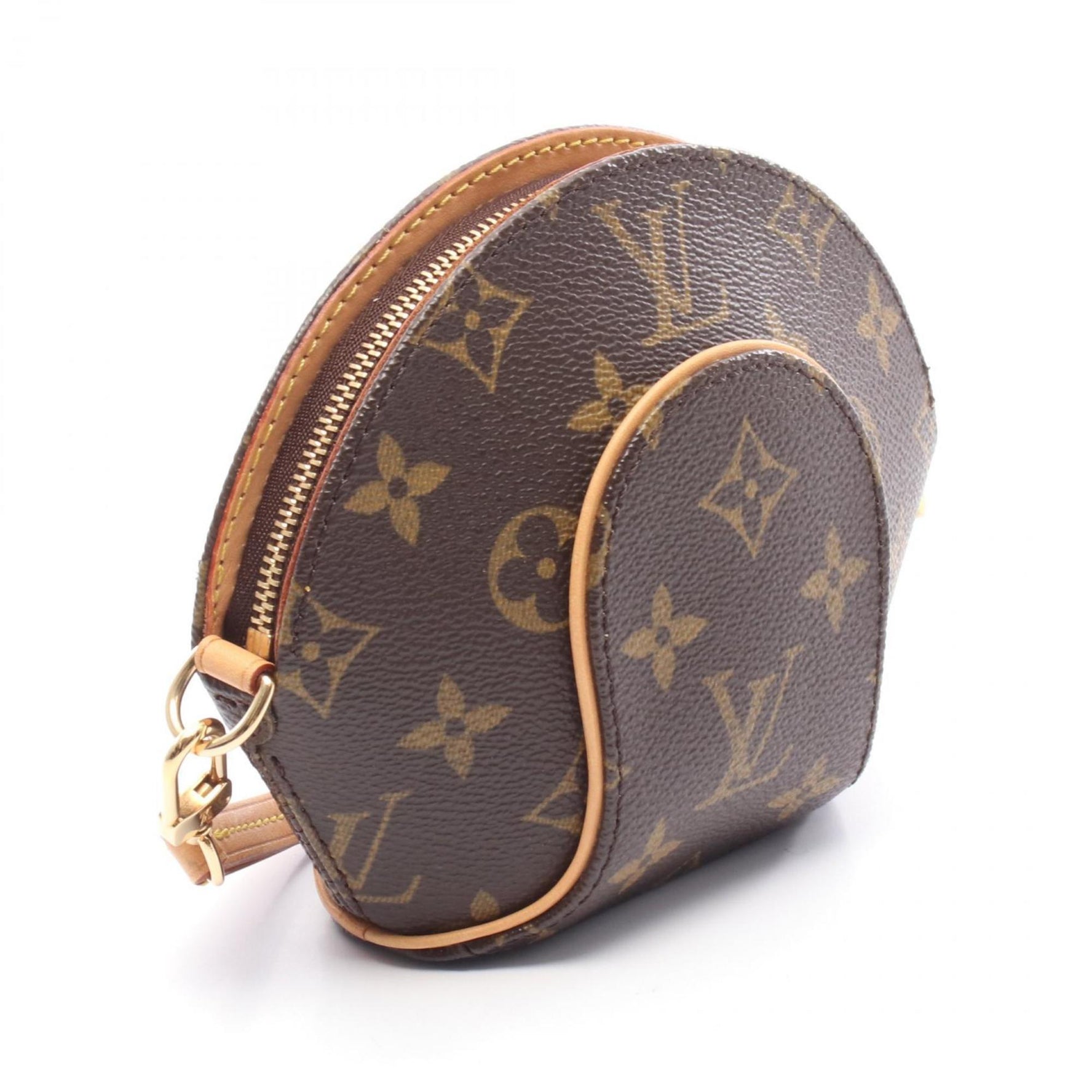 Louis Vuitton Mini Ellipse Pouch, Leather and Coated Canvas, Monogram, Brown