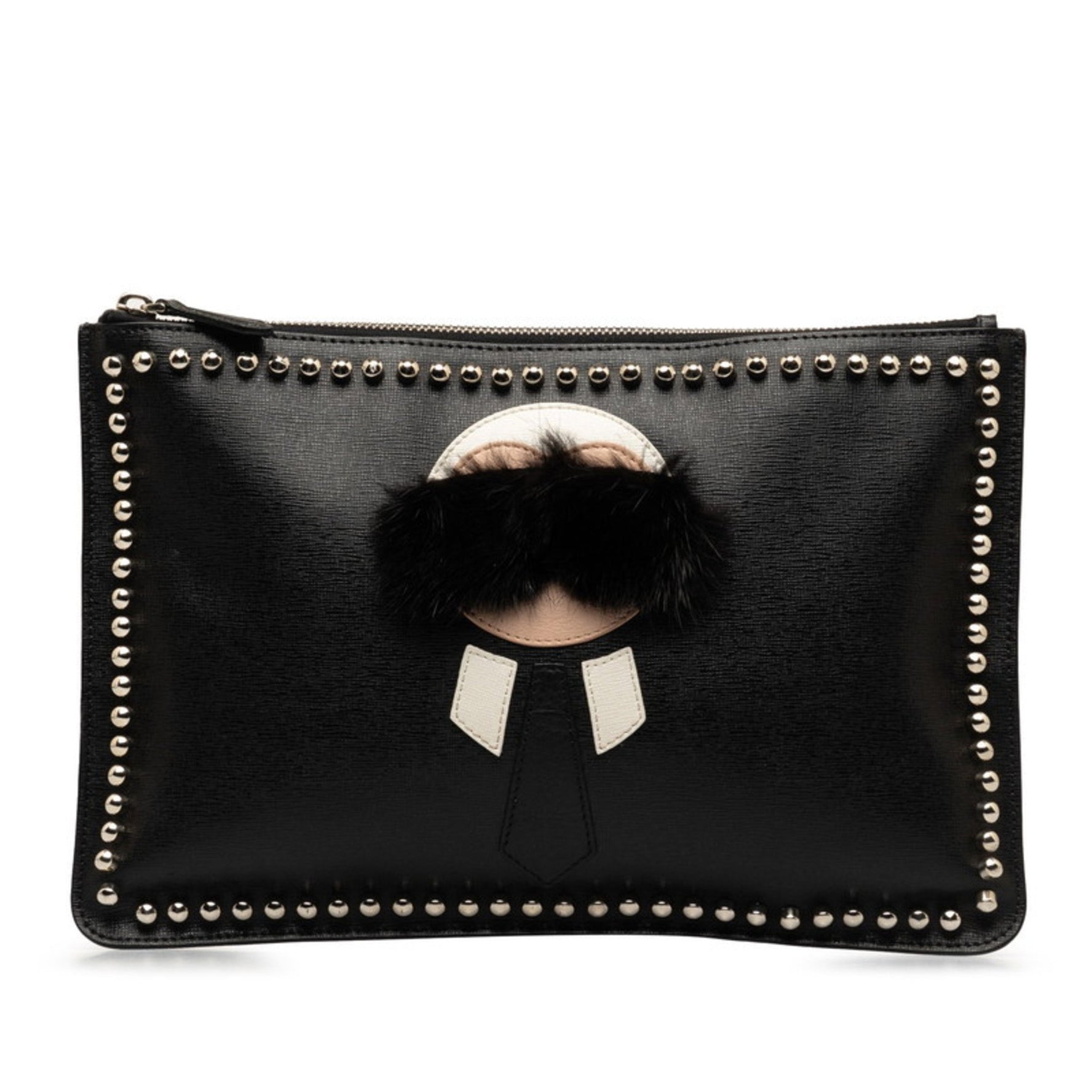 FENDI Karl Lagerfeld Clutch Bag Leather