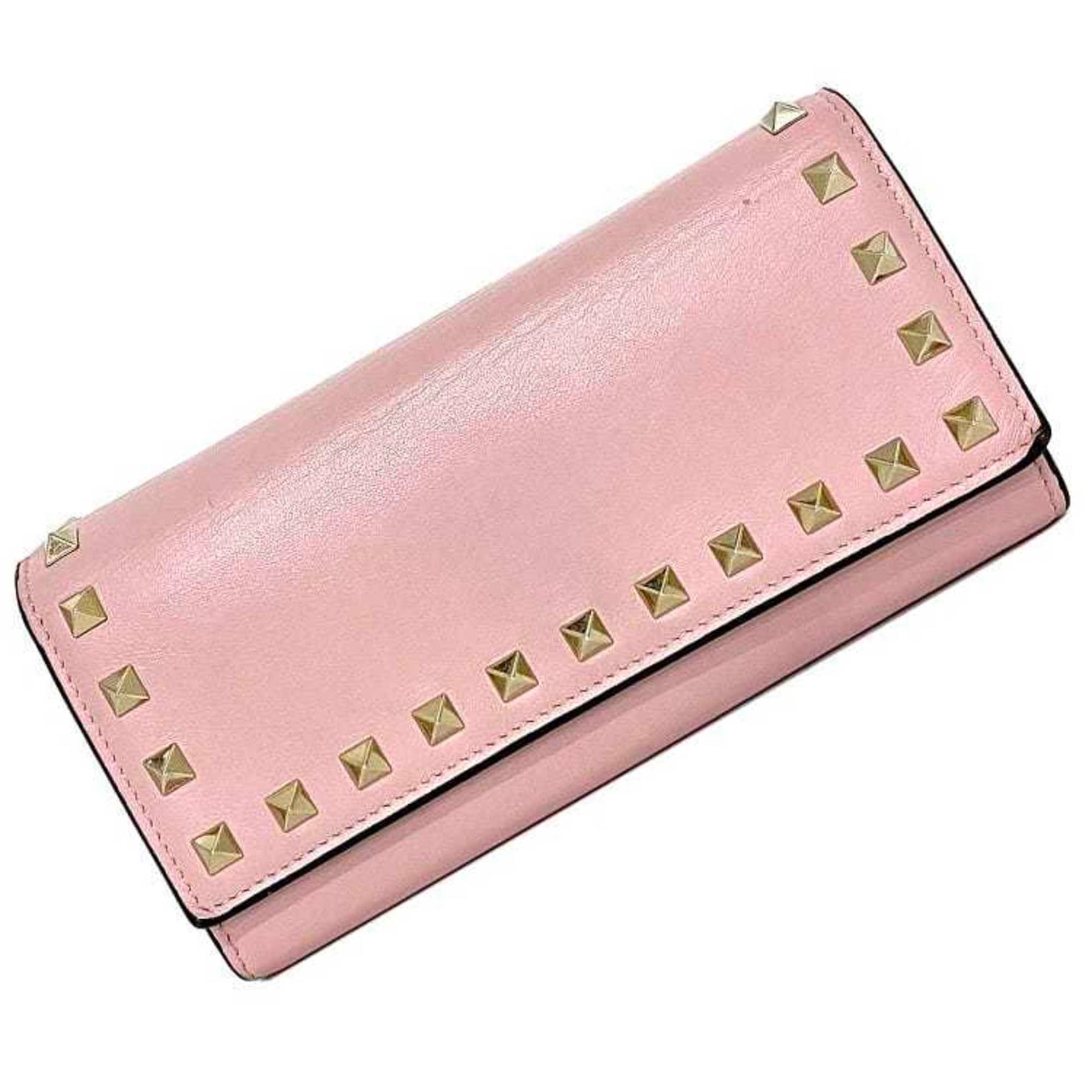 Valentino Garavani Bifold Long Wallet Rockstud Studded Leather Ladies