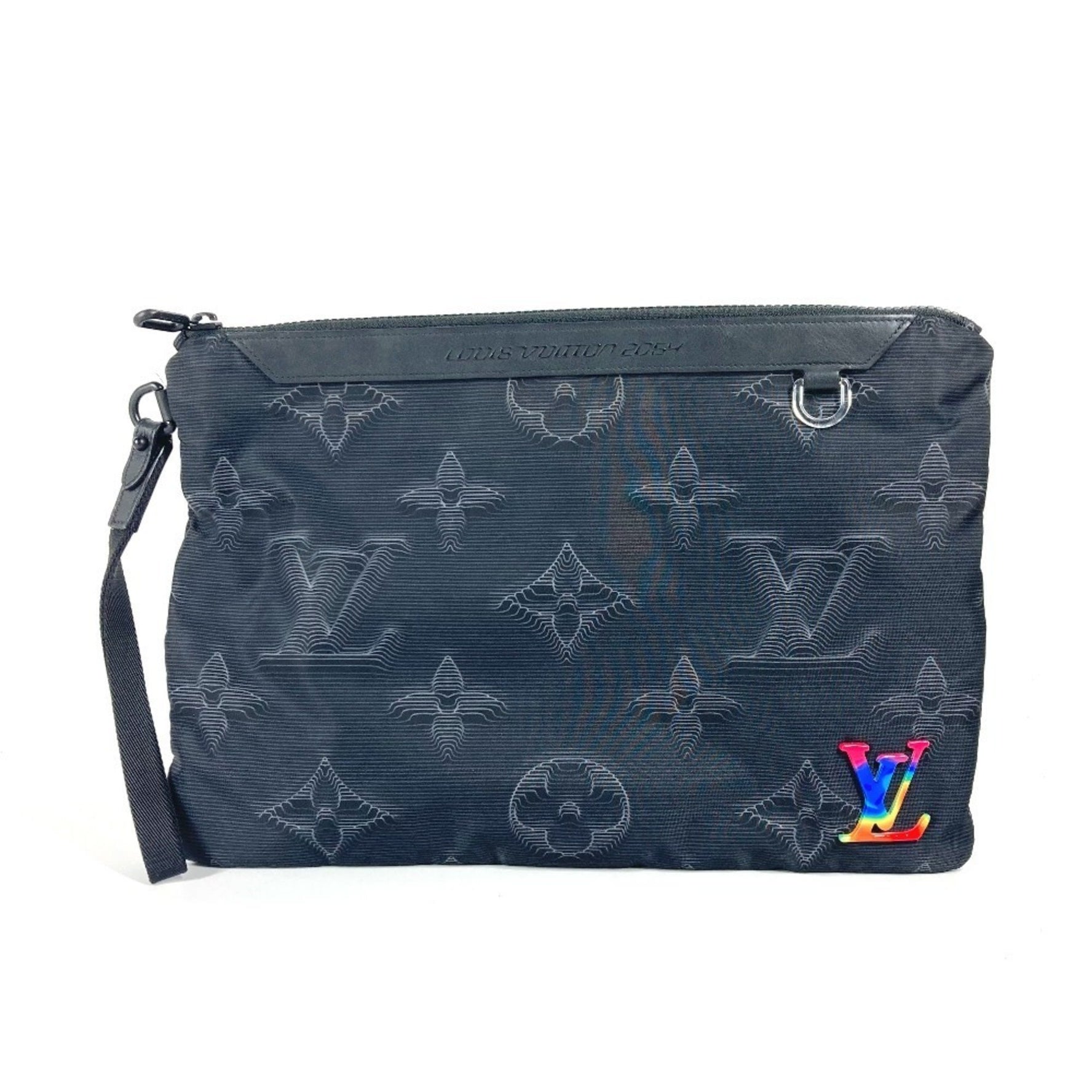 Louis Vuitton Monogram Pochette Reversible Bag Pouch with Strap Clutch Nylon Men's