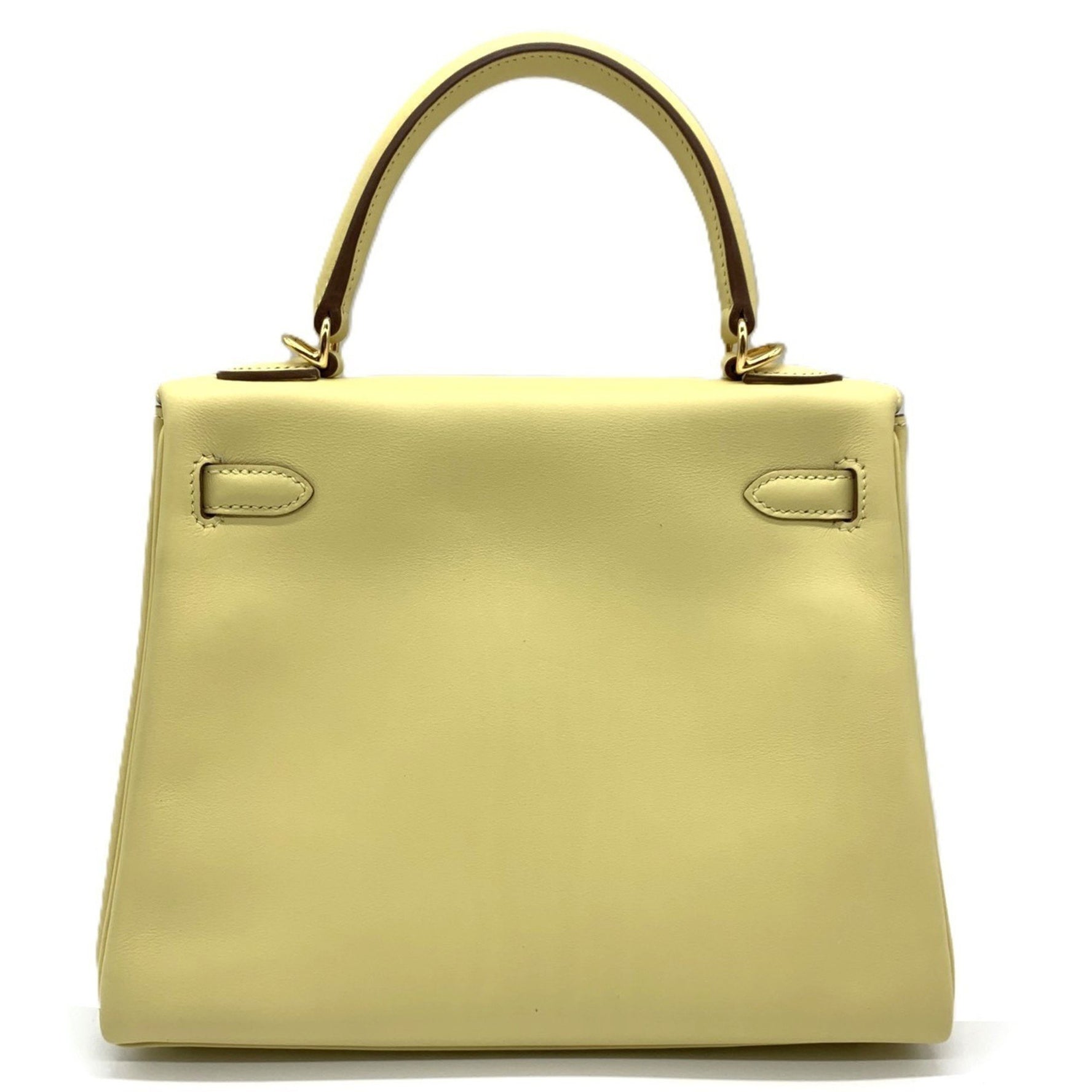 Hermes Kelly 25 Handbag Leather Swift Inner Stitching Jaune Poussin
