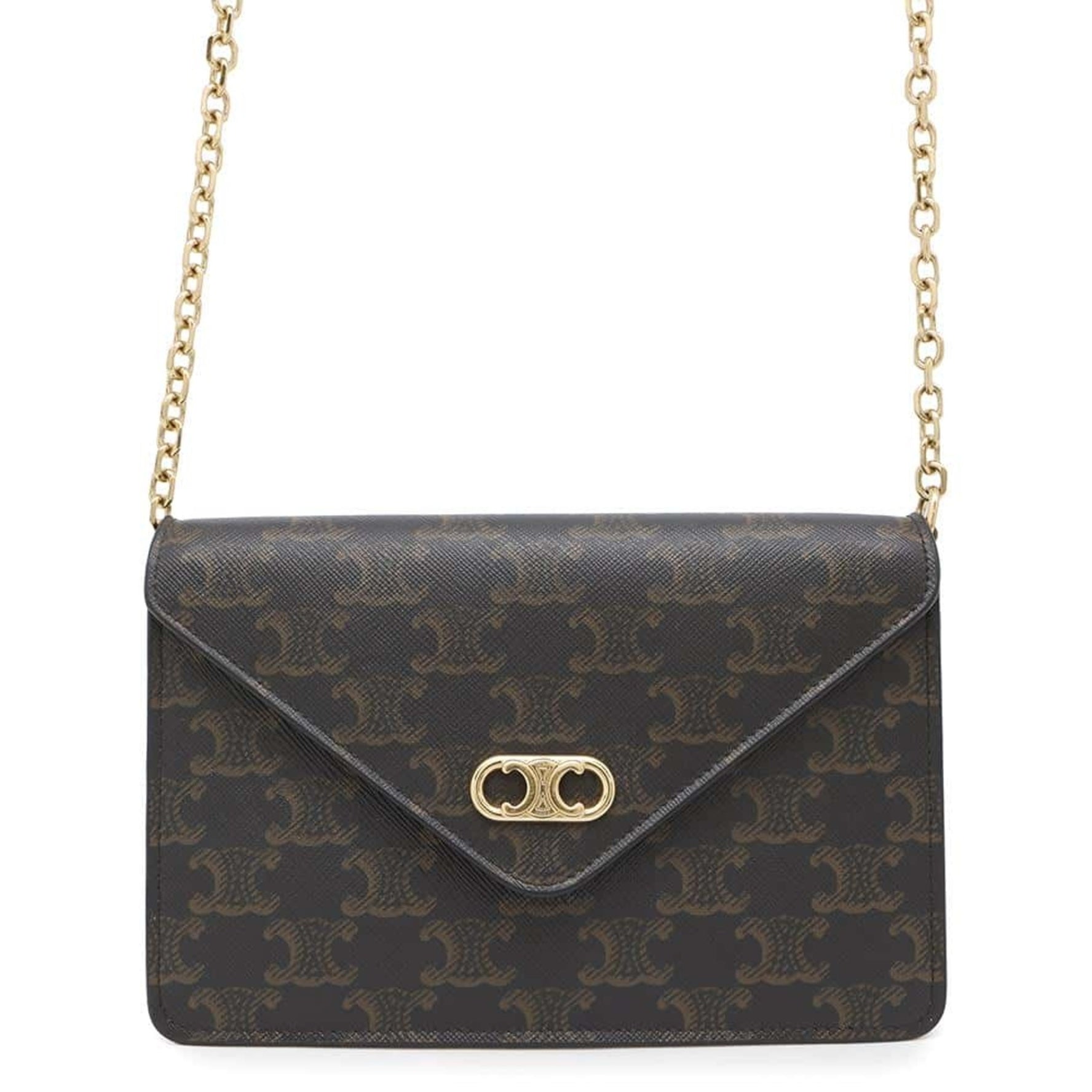 Celine Chain Wallet Triomphe Maillon Brown