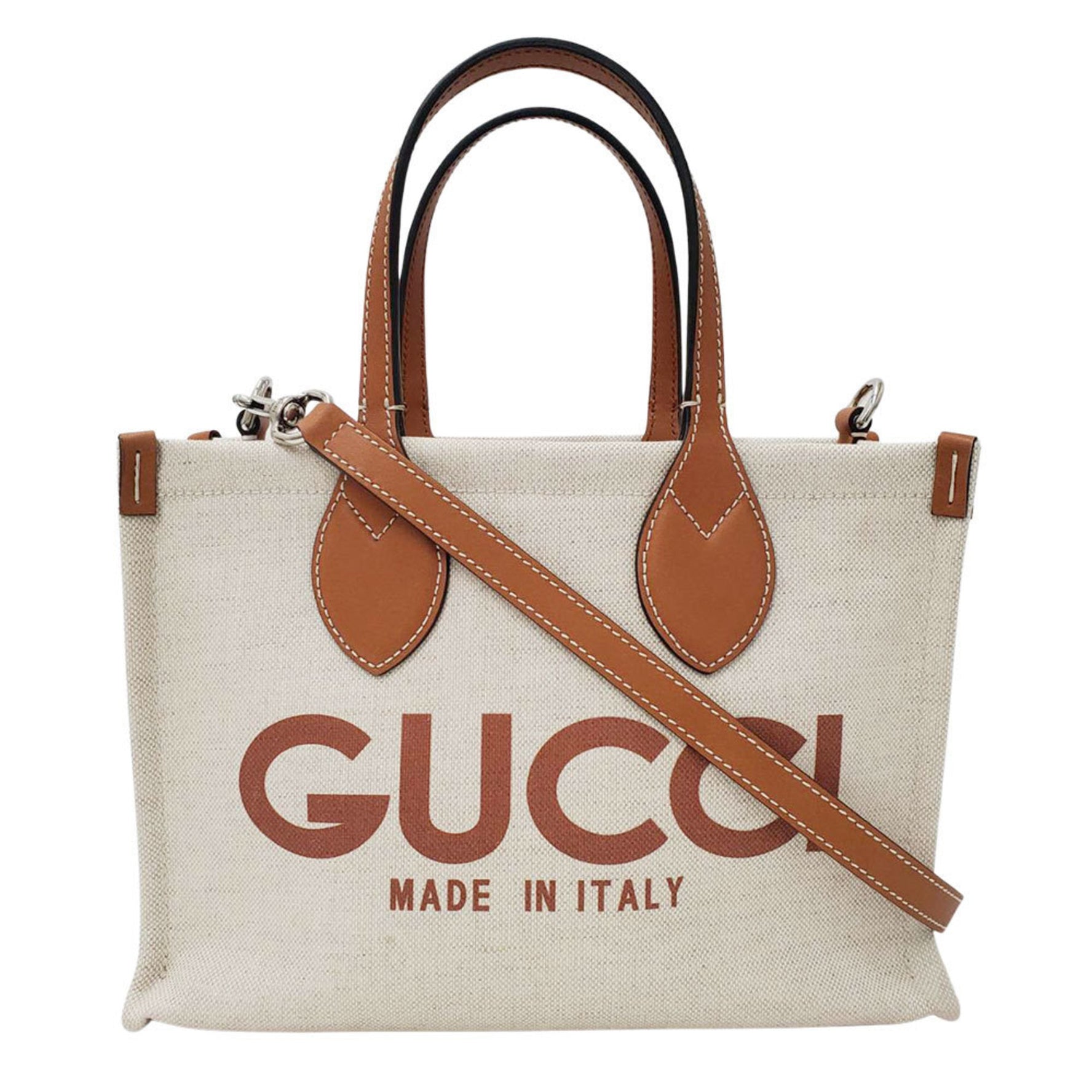 Gucci GG Canvas Handbag/Shoulder Bag, Brown/White