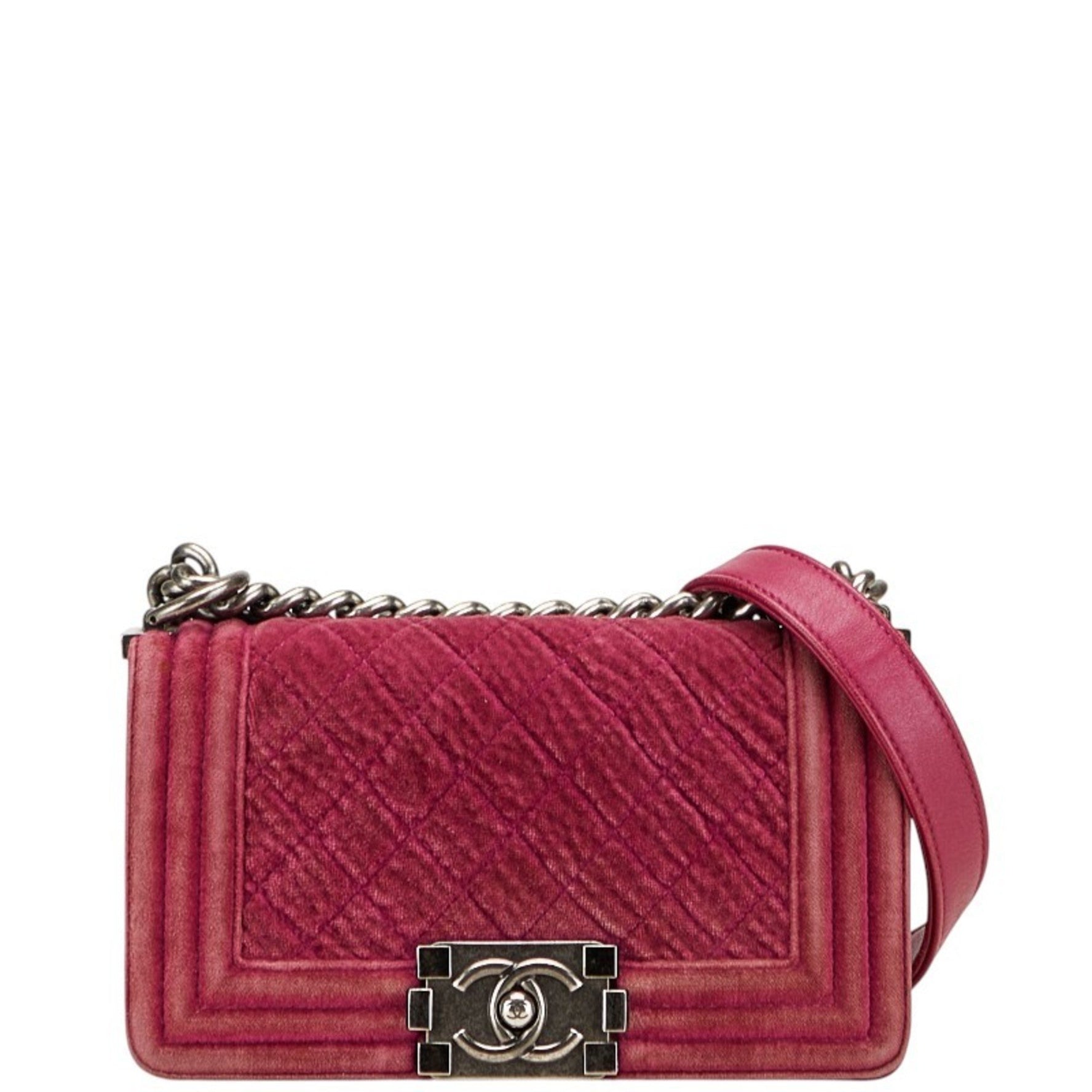 Chanel Coco Mark Boy 20 Crossbody Chain Shoulder Bag in Velour and Leather