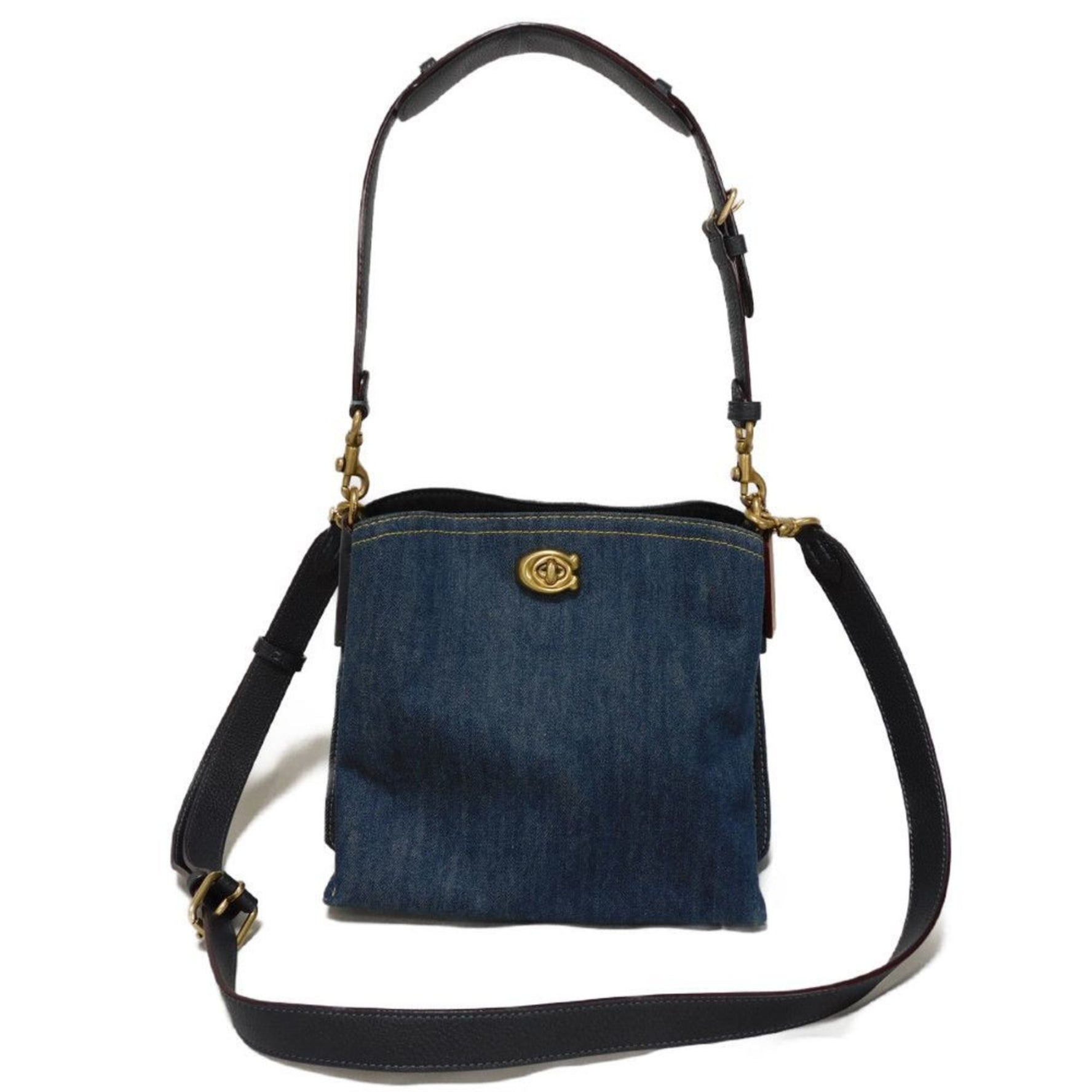 Coach Shoulder Bag Willow Bucket C Mark Denim Pebble Calf Crossbody Turnlock Men's