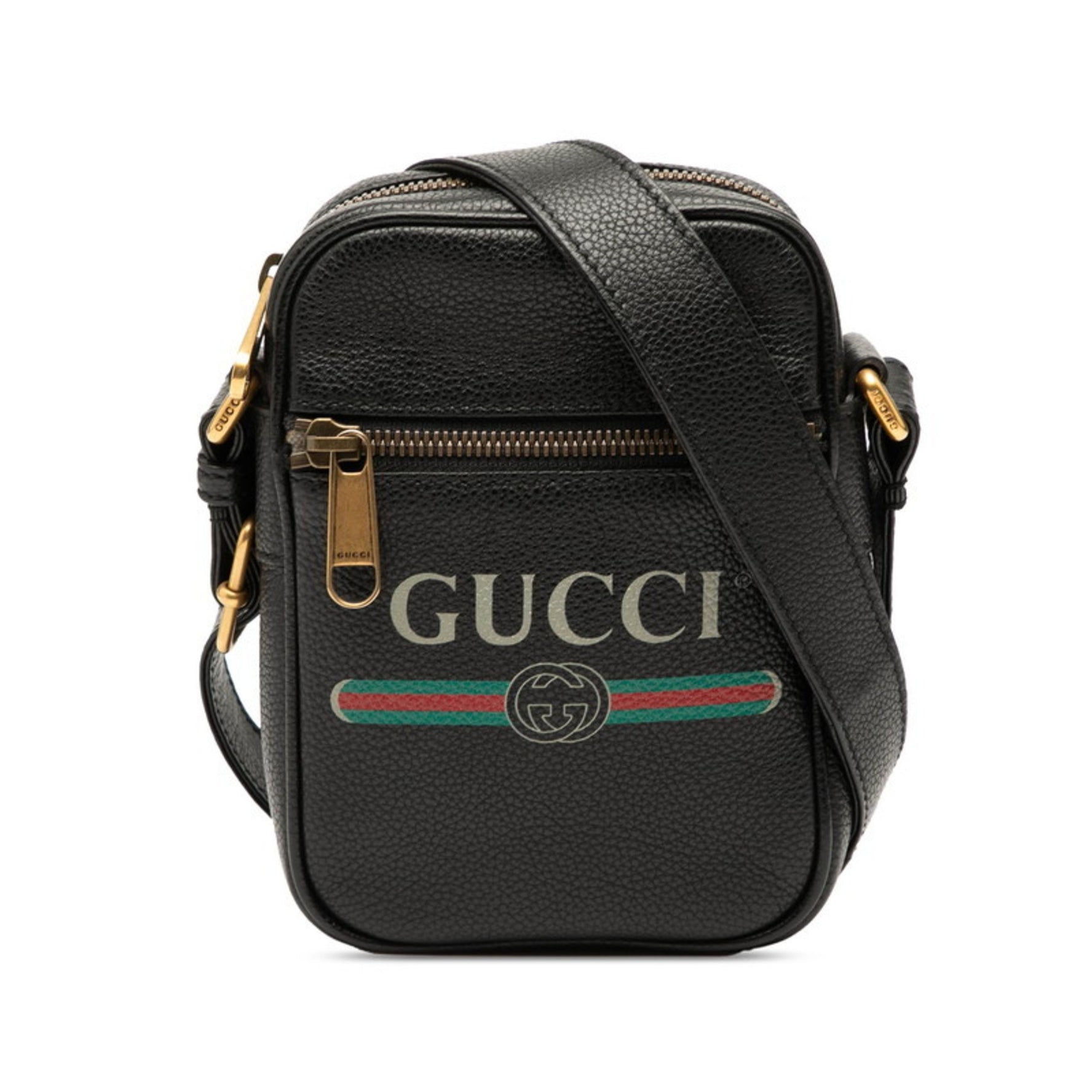 Gucci Sherry Line Shoulder Bag Black Multicolor Leather