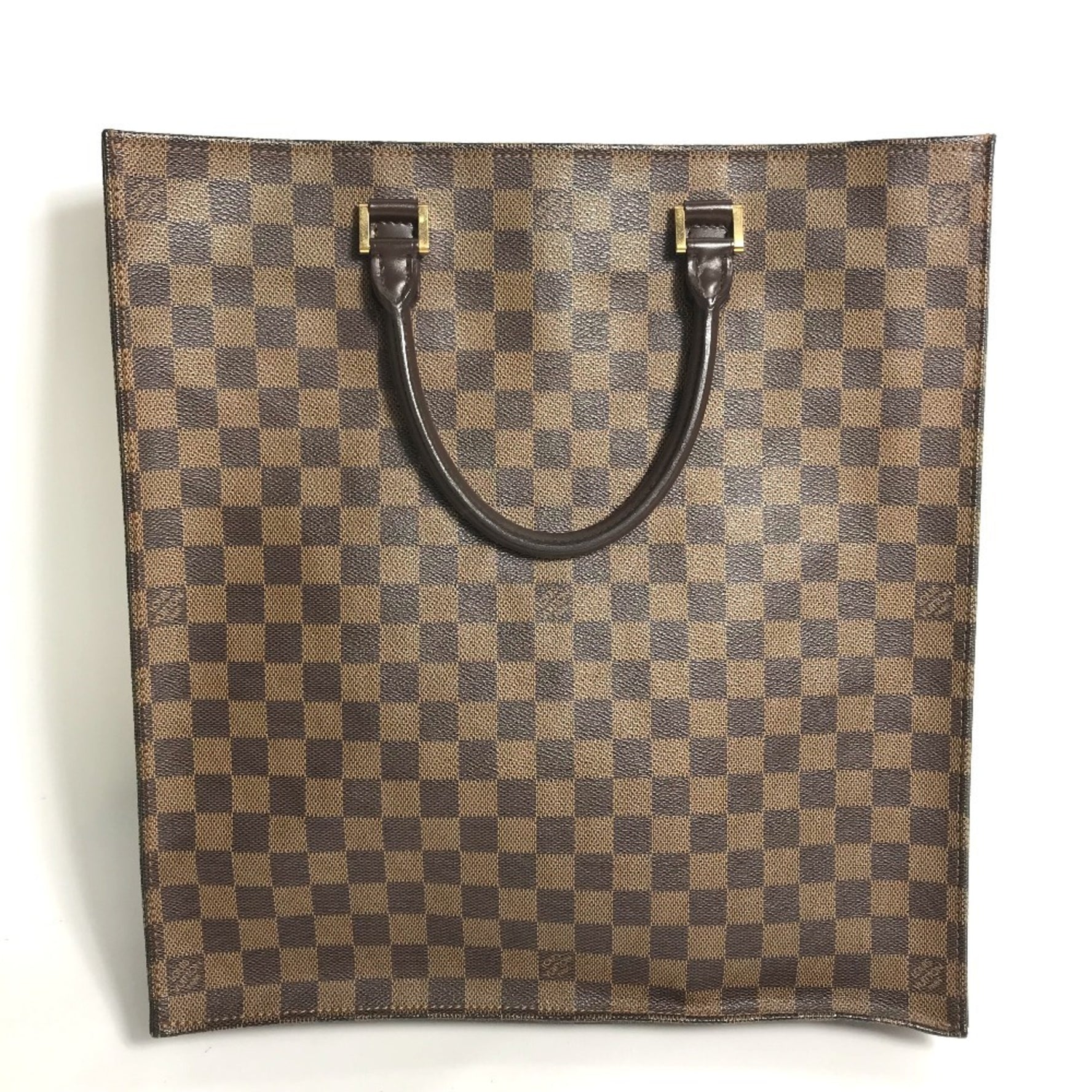 LOUIS VUITTON N51140 Damier Sac Plat Handbag, Vertical Tote Bag, Canvas, Women's, Ebene, Brown
