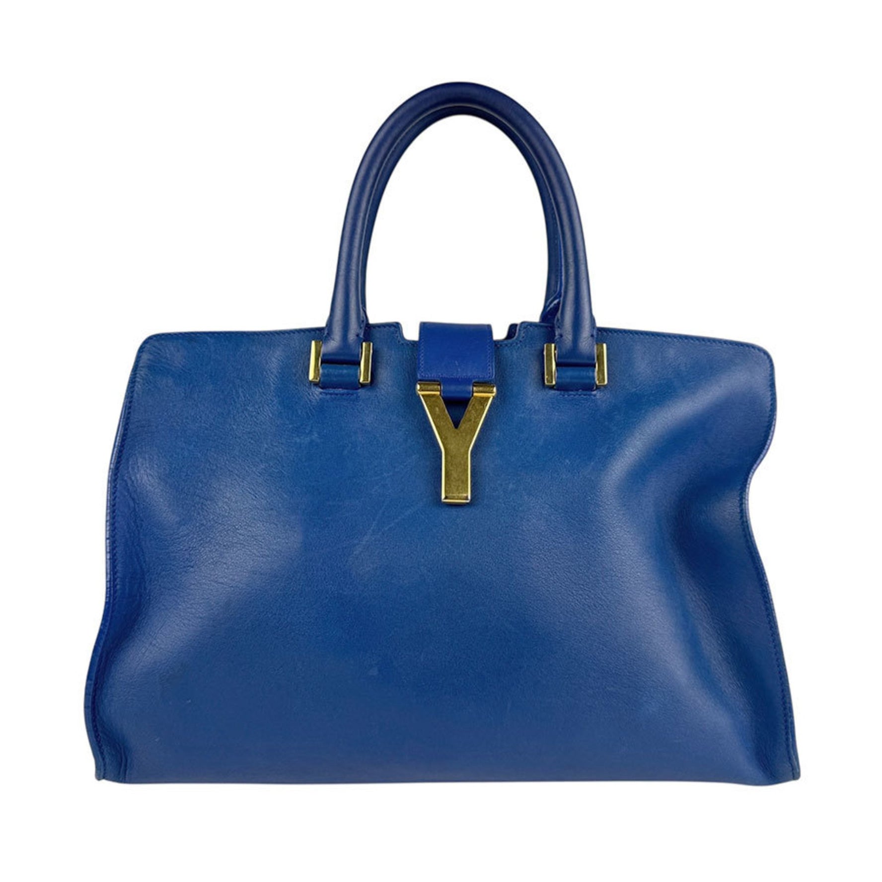 Saint Laurent SAINT LAURENT Handbag Shoulder Bag Petit Cabas Leather Blue Gold Women's z5480