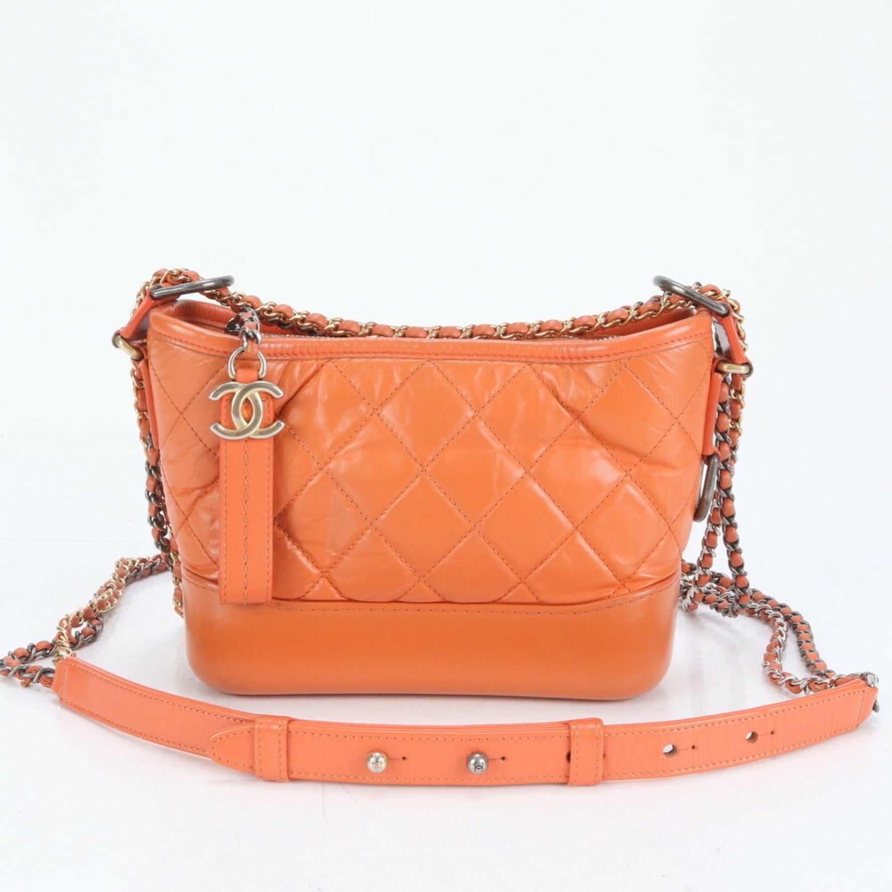 Chanel Gabriel de Small Hobo Chain Shoulder Bag Leather Women's with Serial Seal