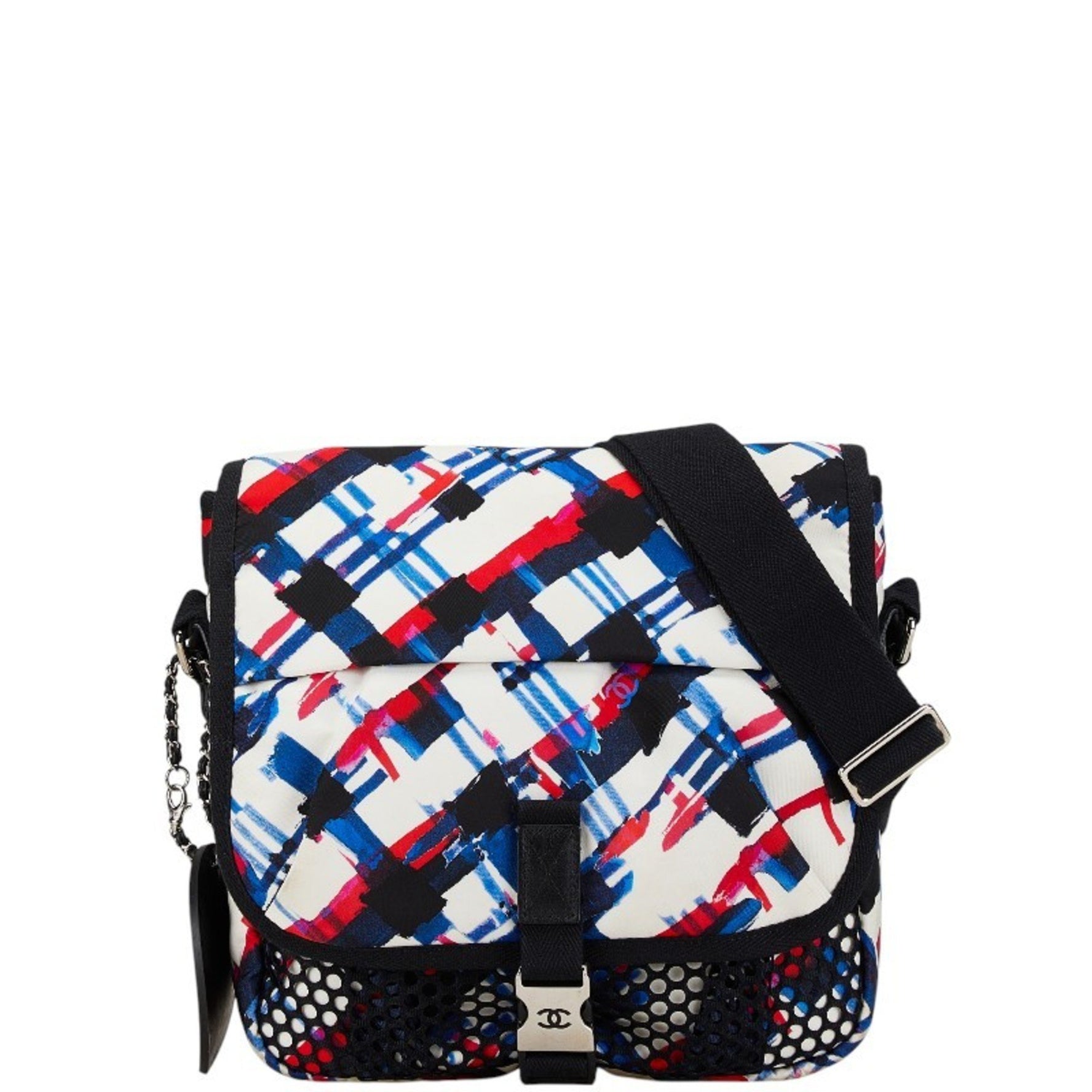 CHANEL Airline Crossbody Shoulder Bag White Multicolor Nylon