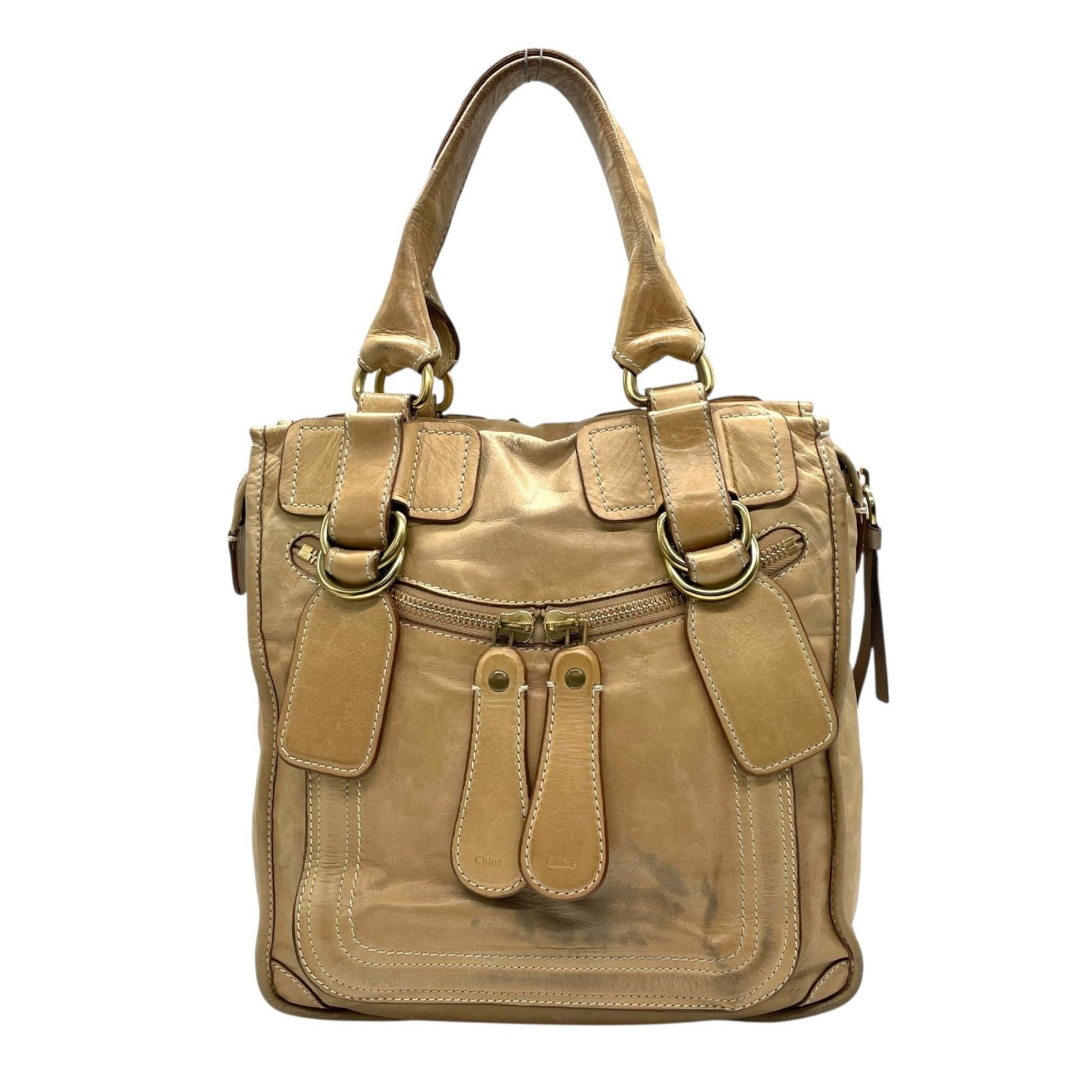 Chloé Chloe Bay Leather Tote Bag Brown Cowhide Light VINTAGE Archive