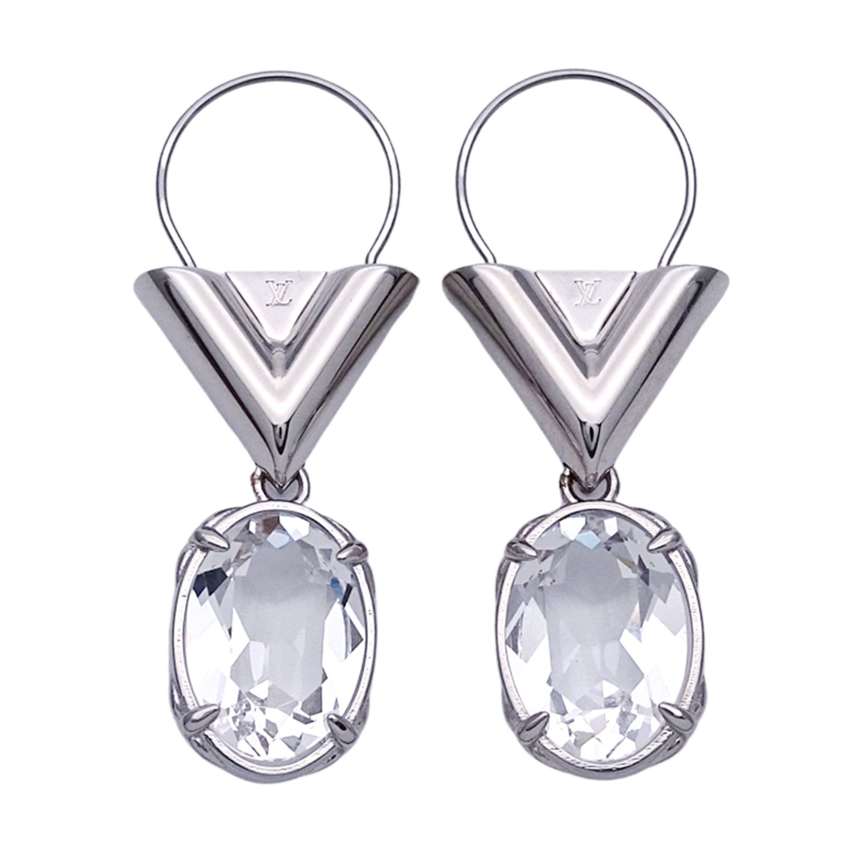 Louis Vuitton LOUIS VUITTON Earrings Brand Metal Essential V Beaded Hoop