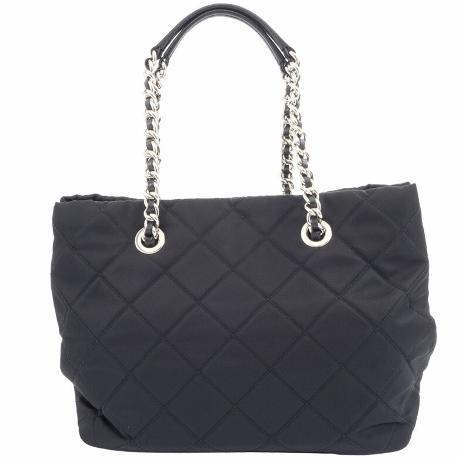 Prada Quilted Chain Tote Bag 1BG740 Nylon | Leather Black Women's PRADA