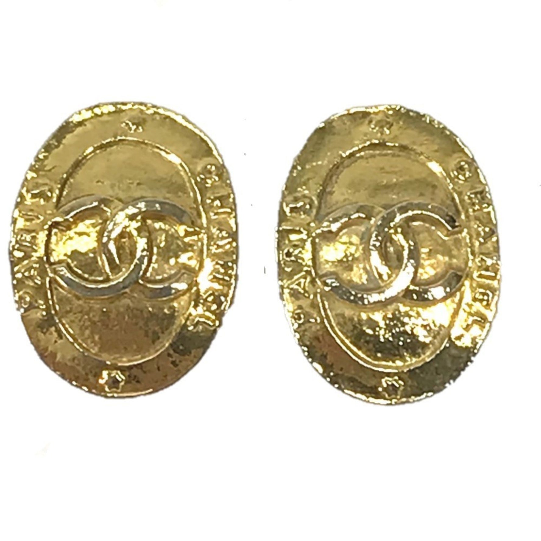 CHANEL Vintage CC Coco Mark Earrings, Metal