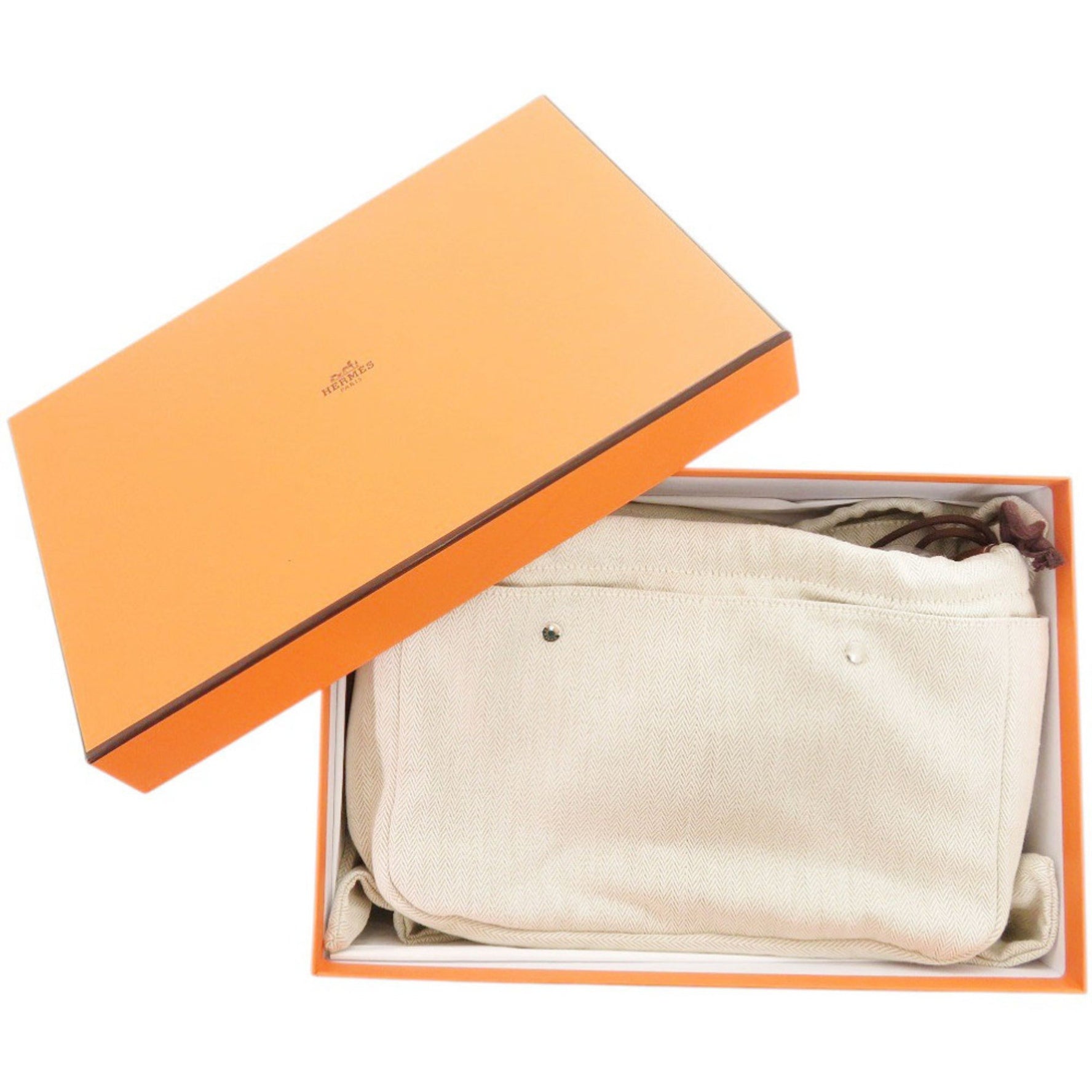 Hermès Fourby 25 Bag-in-Bag, Beige Cotton, Silver Hardware, D Stamp (Made in 2019), Pouch