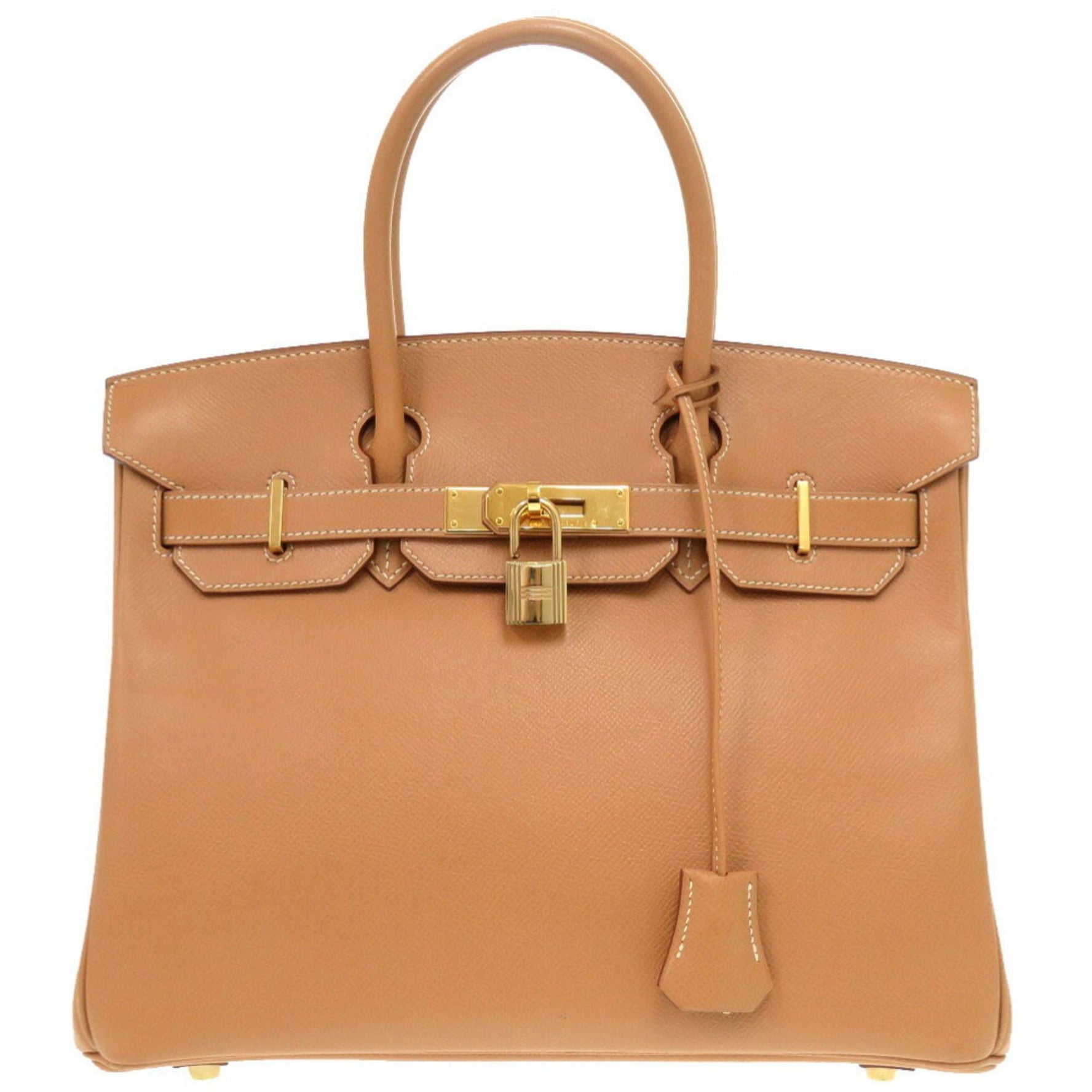 Hermes Birkin 30 Cushvel Natural F Stamp Handbag Brown 0161 HERMES