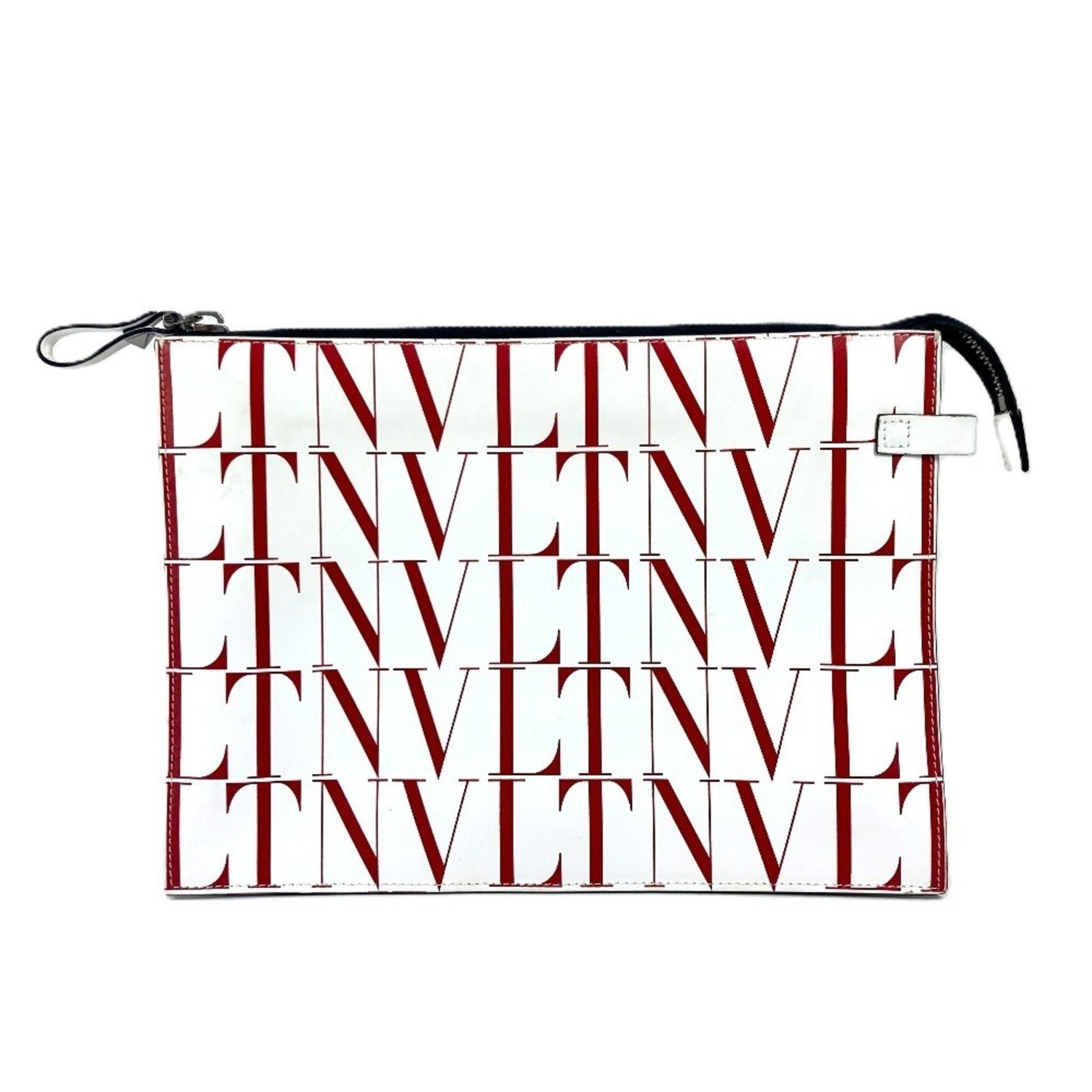 Valentino Garavani strap with logo all-over print two-tone pouch second bag leather men women white