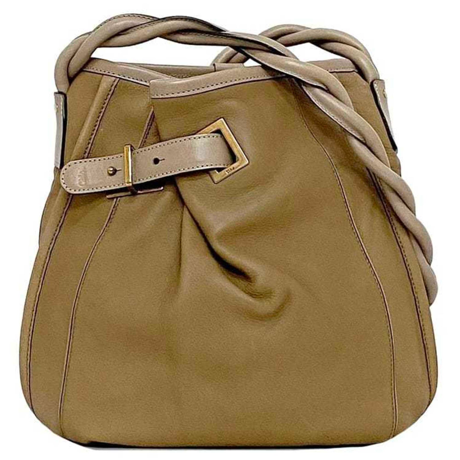 Chloé Chloe Shoulder Bag Beige Brown Leather 04-10-51-5811 Crossbody Compact