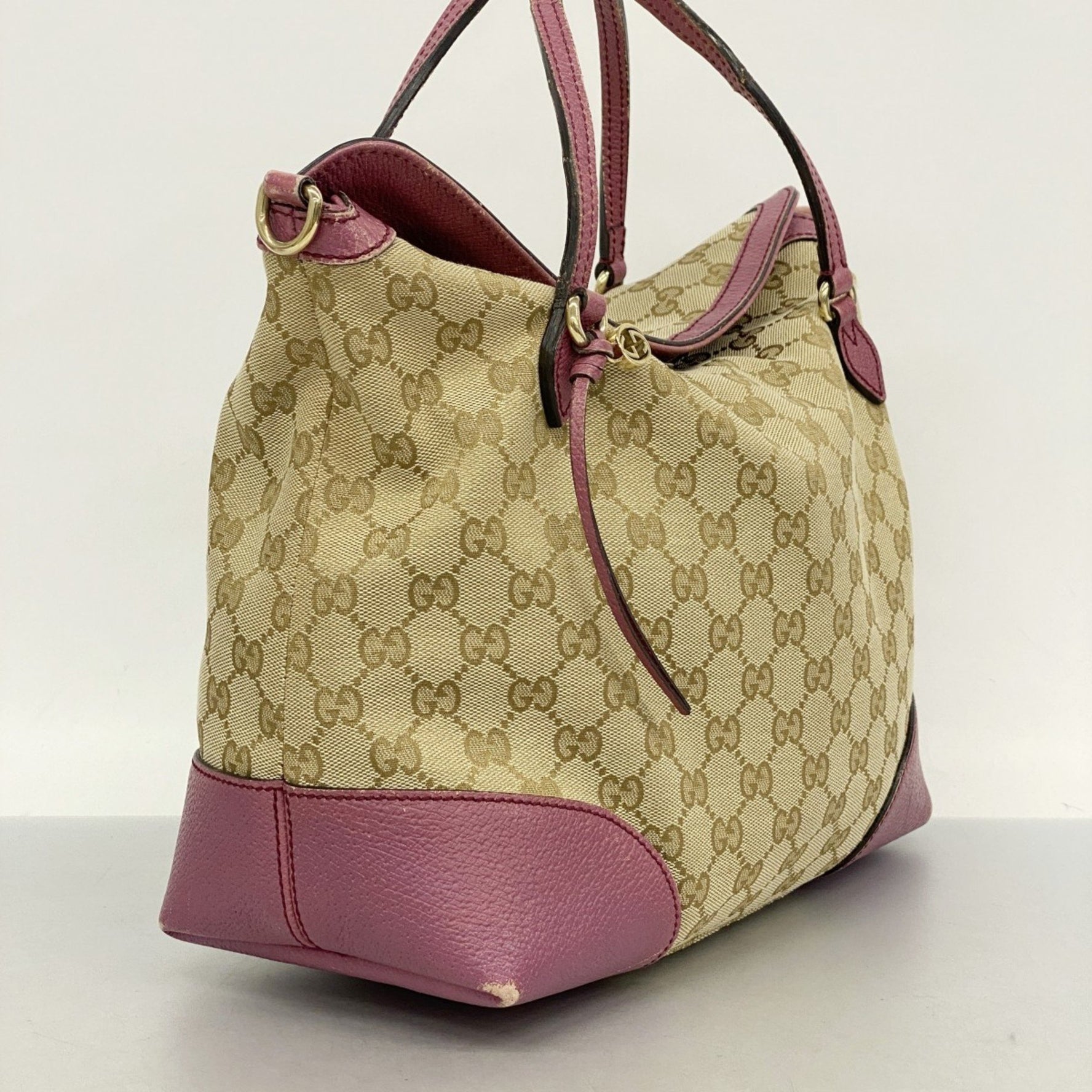 Gucci GG Canvas Handbag Brown Pink