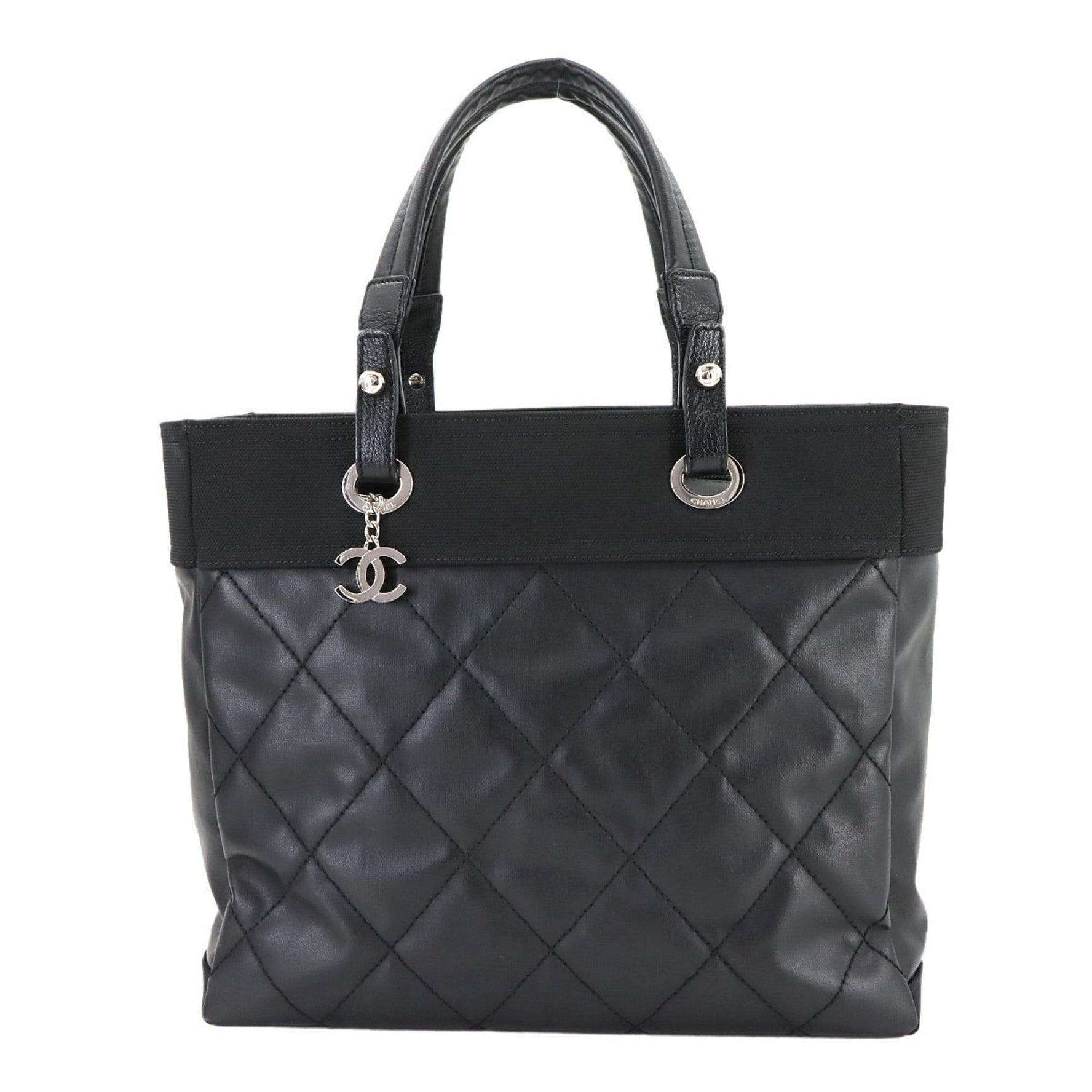 CHANEL Paris Biarritz MM Tote Bag, PVC, Nylon, Leather